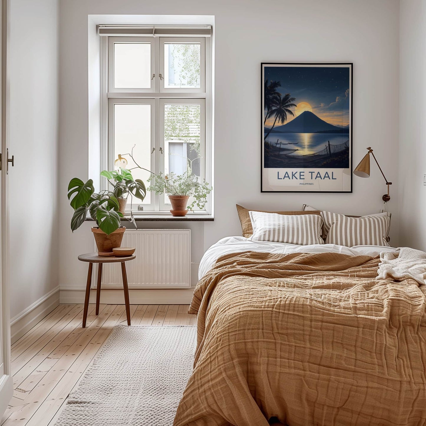 Lake Taal Poster - Philippines Travel Art - Full Moon Volcano Home Decor