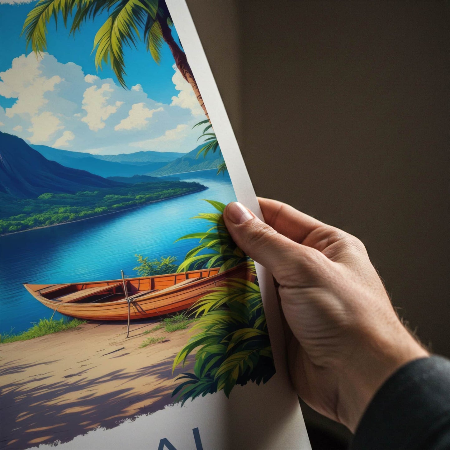 Lake Taal Poster - Philippines Travel Art - Serene Lake Boating Home Decor