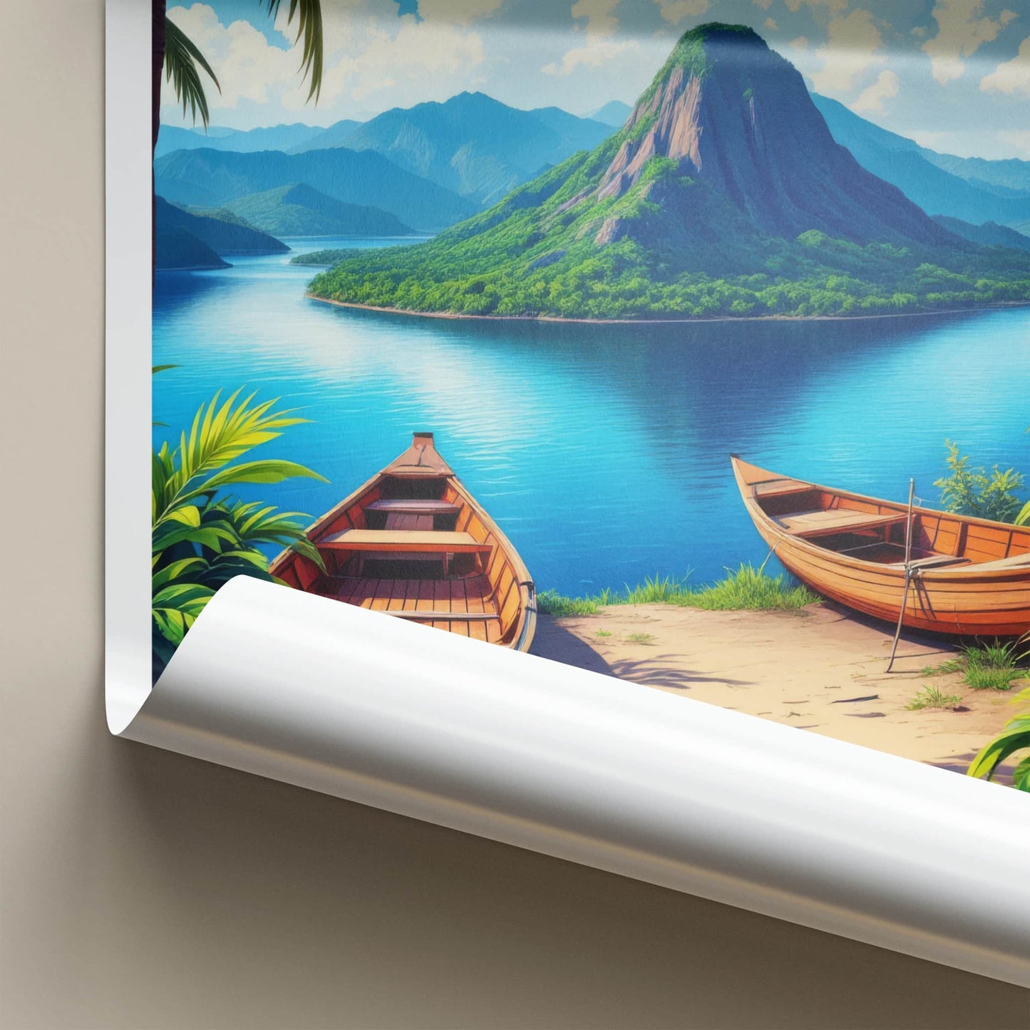 Lake Taal Poster - Philippines Travel Art - Serene Lake Boating Home Decor
