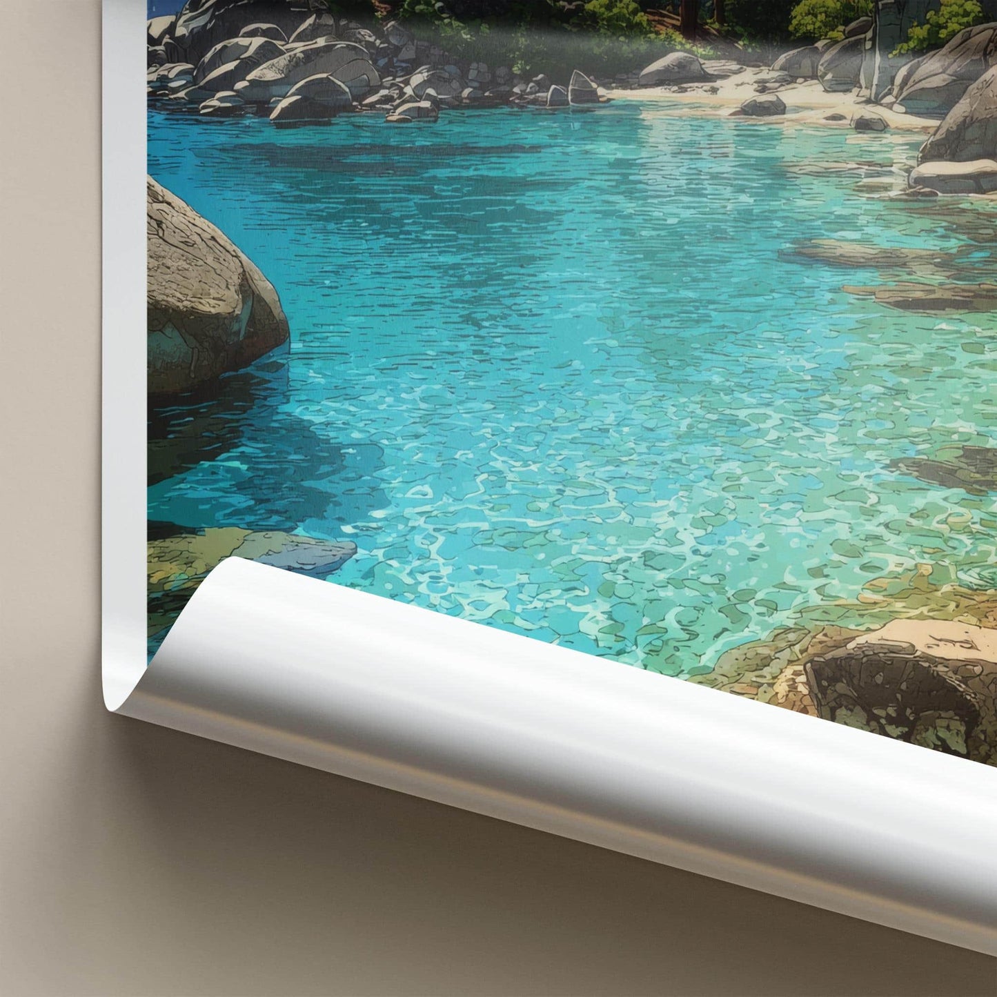 Lake Tahoe Poster - Nevada Travel Art - Turquoise Water Shore Home Decor