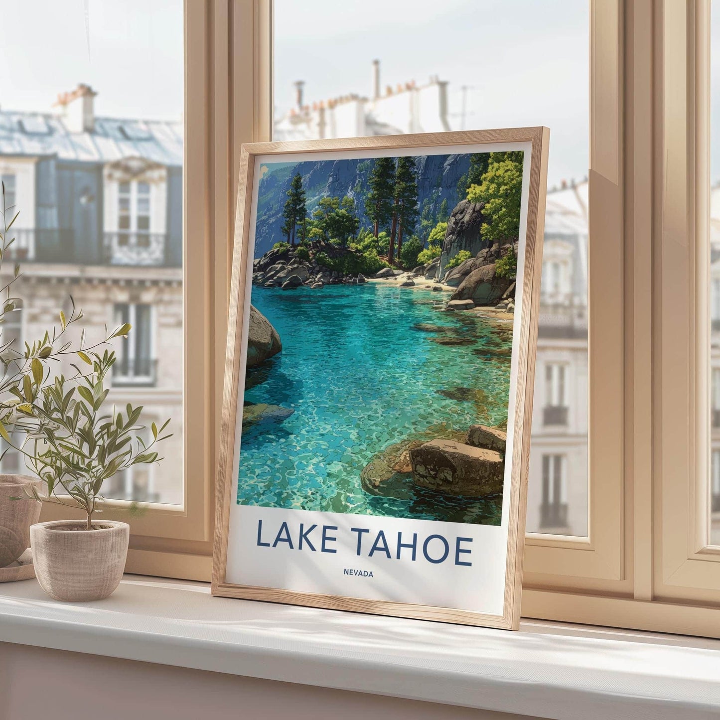 Lake Tahoe Poster - Nevada Travel Art - Turquoise Water Shore Home Decor