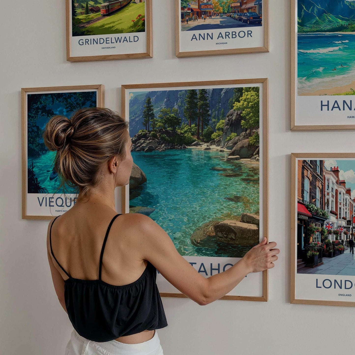 Lake Tahoe Poster - Nevada Travel Art - Turquoise Water Shore Home Decor