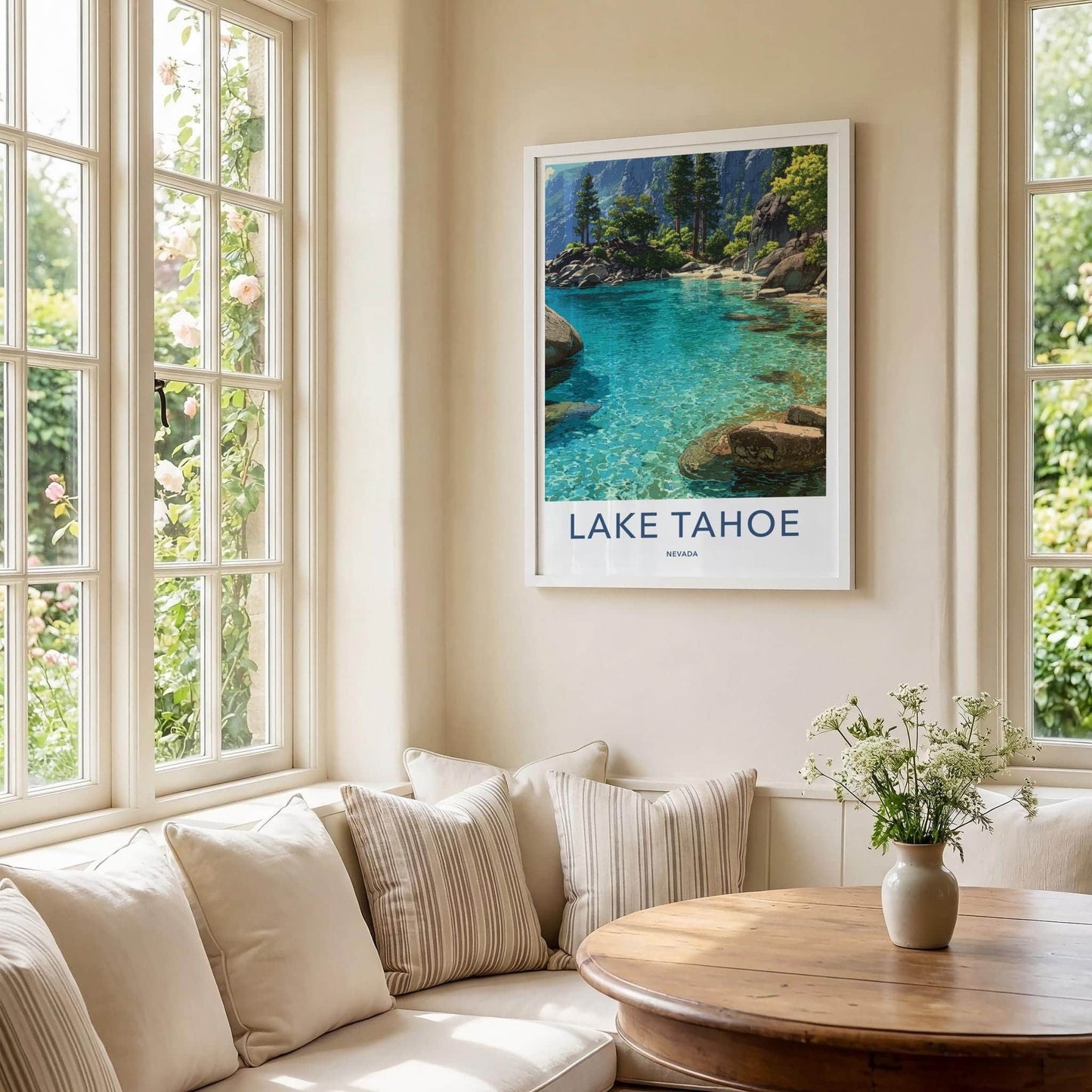 Lake Tahoe Poster - Nevada Travel Art - Turquoise Water Shore Home Decor