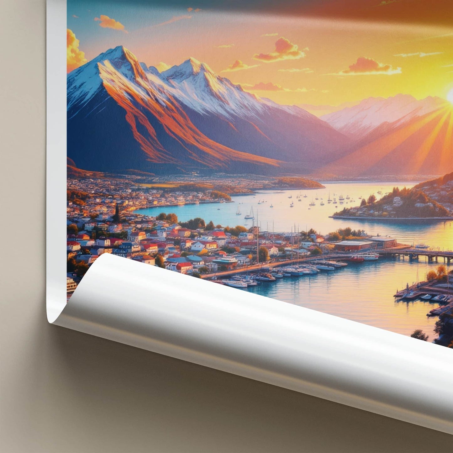 Lake Wakatipu Poster - New Zealand Travel Art - Vibrant Sunset Landscape Home Decor
