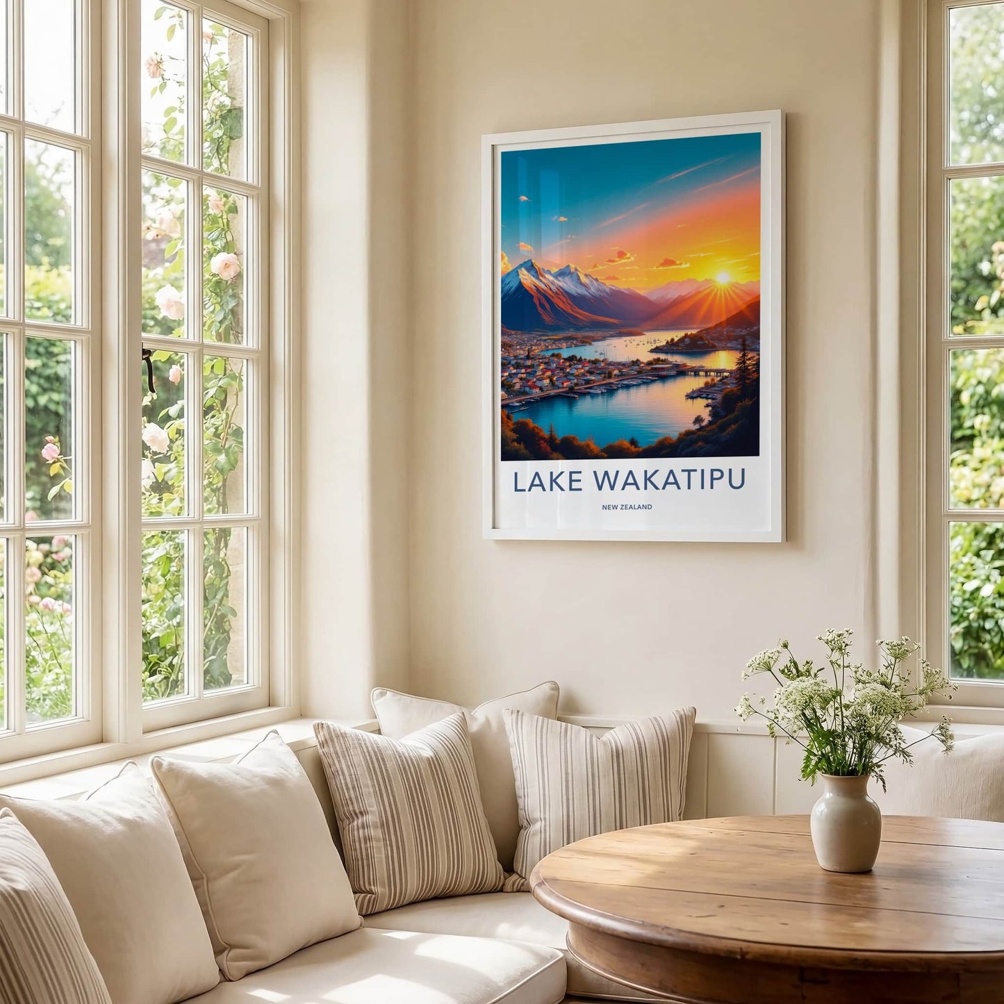 Lake Wakatipu Poster - New Zealand Travel Art - Vibrant Sunset Landscape Home Decor