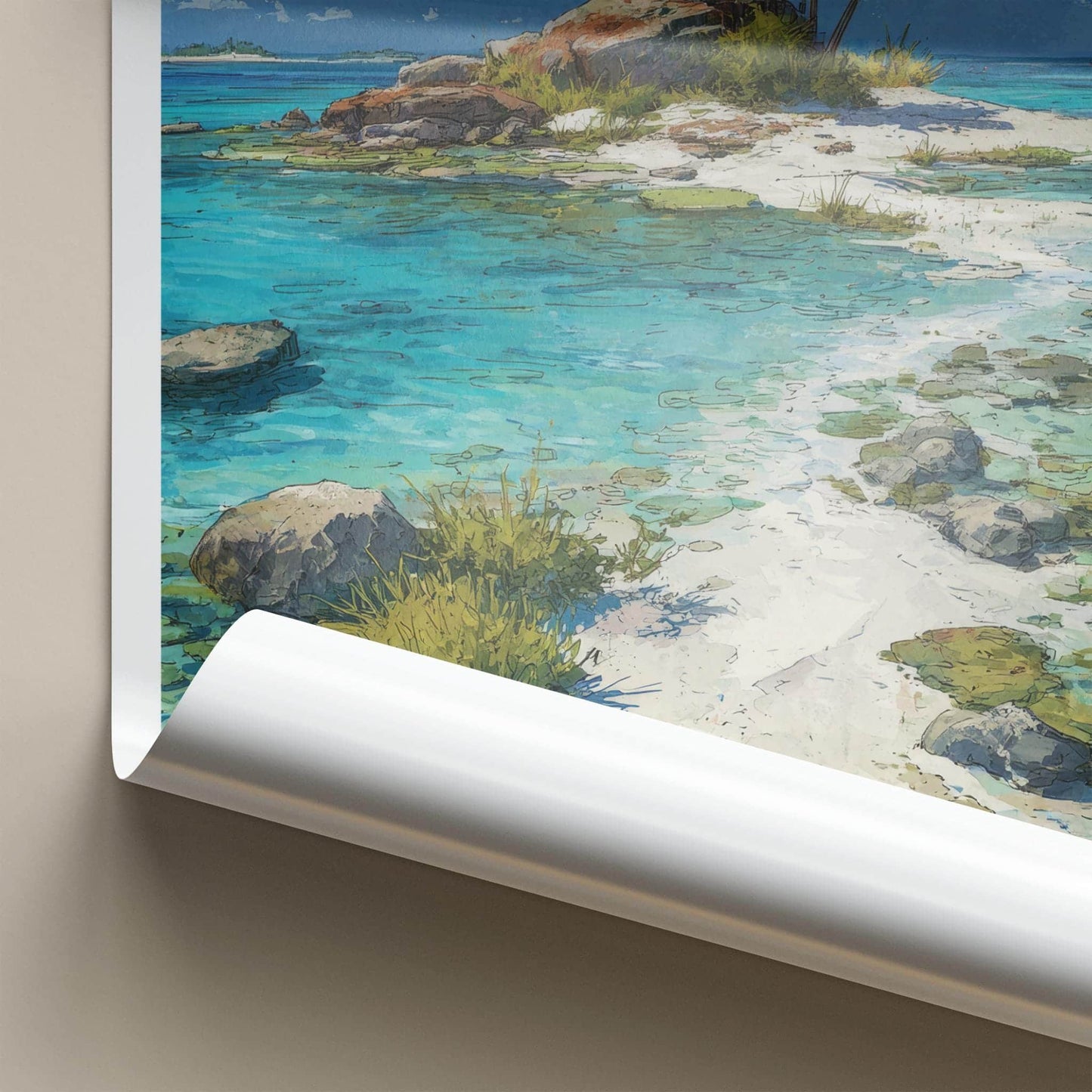 Lakshadweep Poster - India Travel Art - Lakshadweep Azure Shore Palms Home Decor