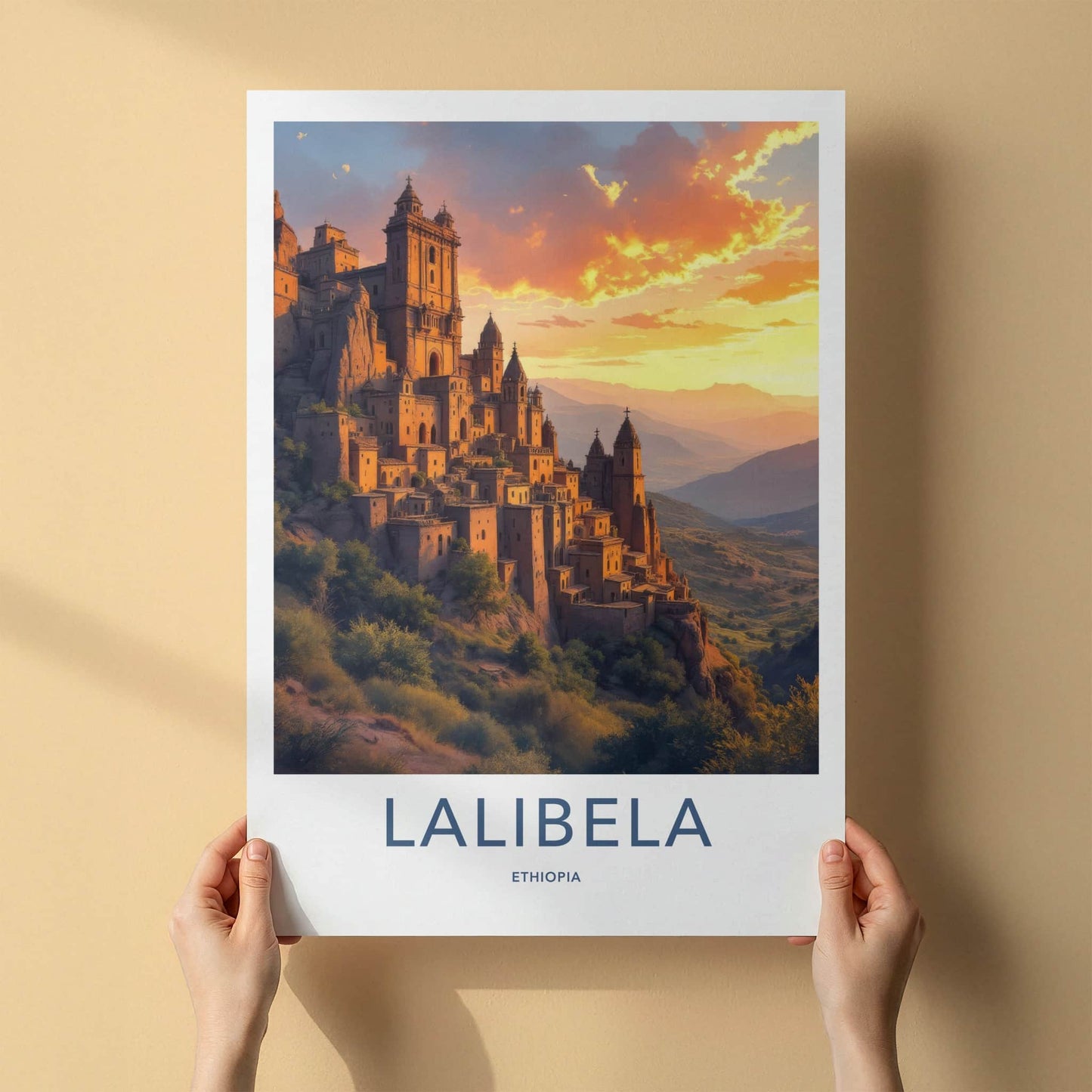 Lalibela Poster - Ethiopia Travel Art - Historic Mountain City Home Decor