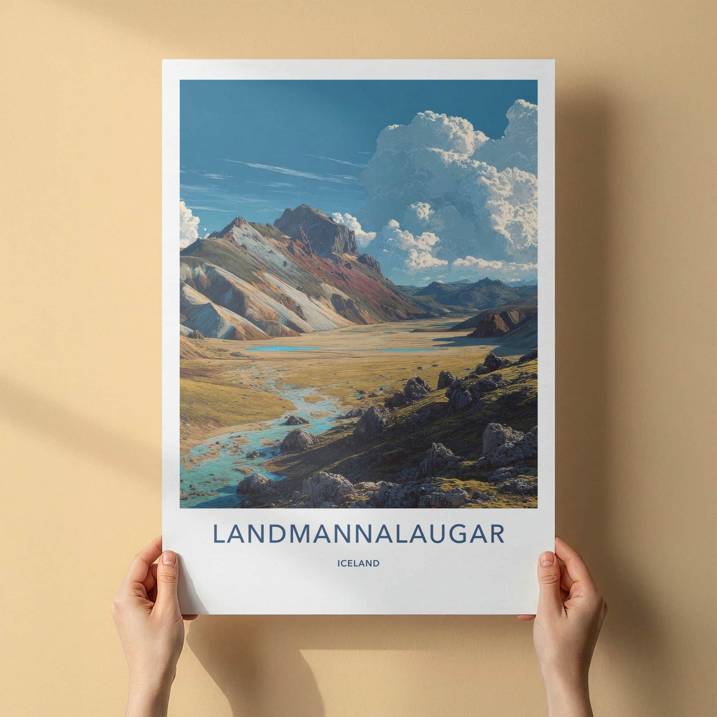 Landmannalaugar Poster Iceland Art Print Valley River Home Decor