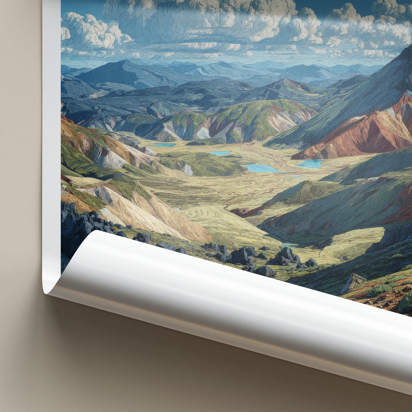 LANDMANNALAUGAR Poster - Iceland Travel Art - Colorful Mountain Lakes Wall Decor