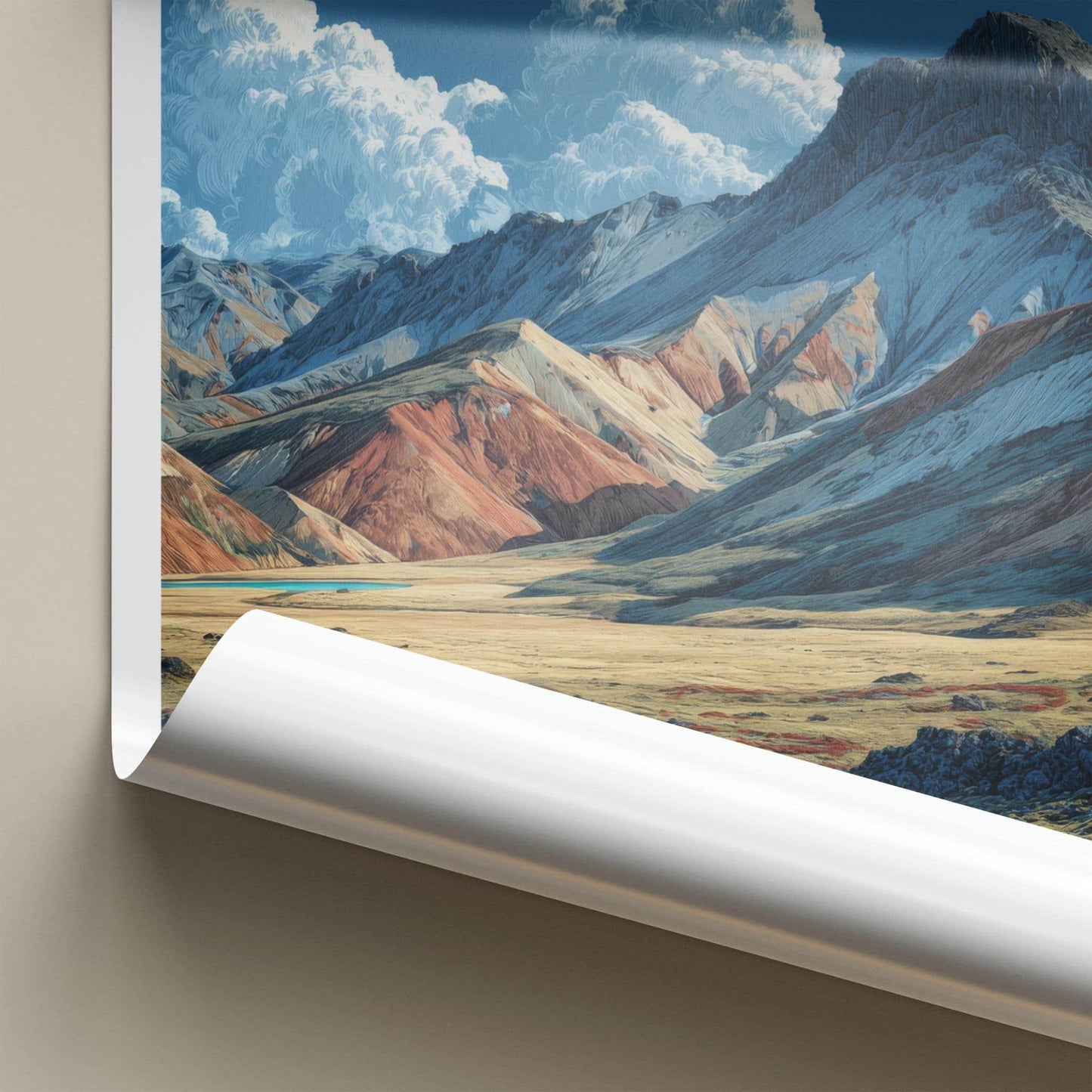 Landmannalaugar Poster - Iceland Travel Art - Vibrant Mountain Valley Home Decor