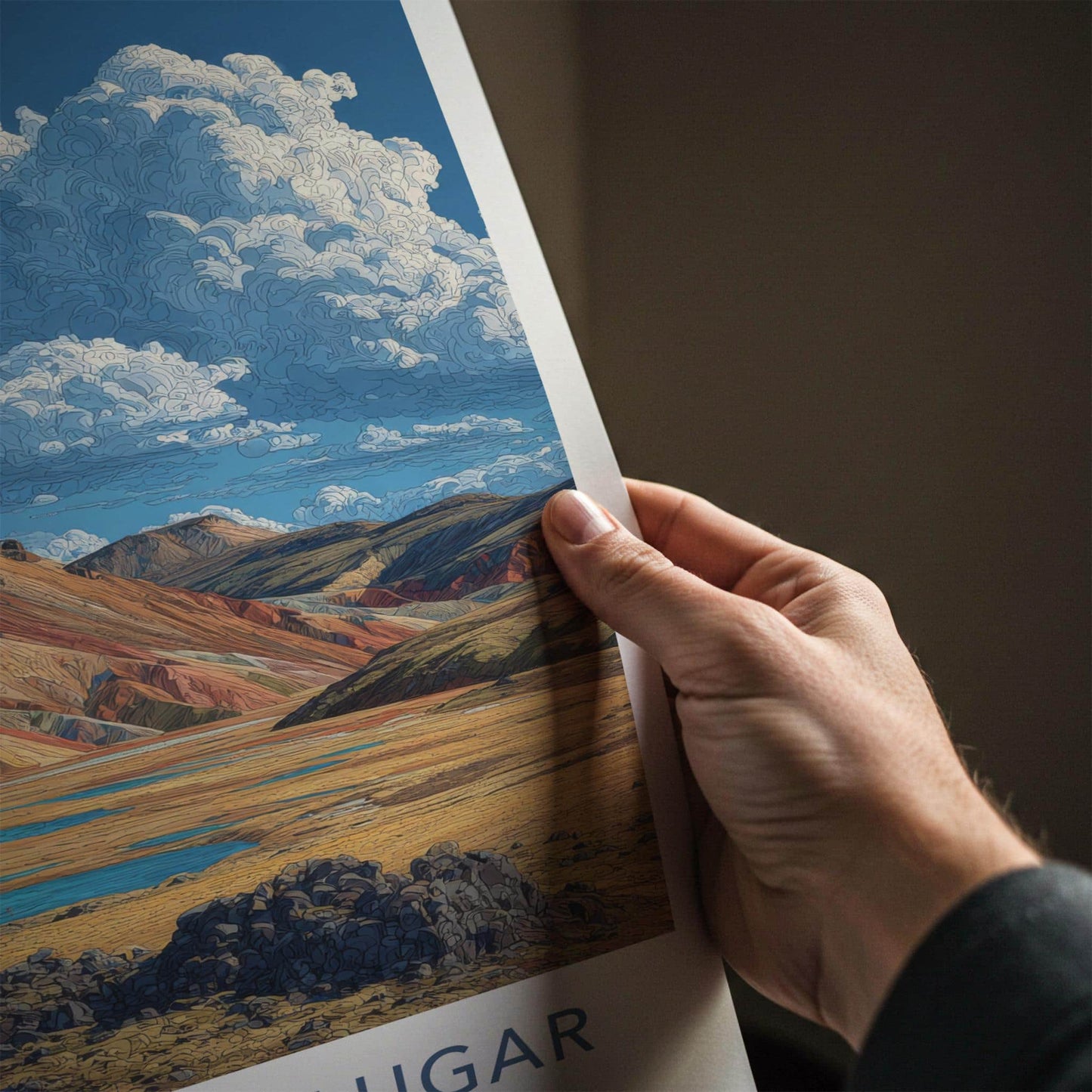 LANDMANNALEUGAR Poster - Iceland Travel Art - Colorful Mountain Lakes Home Decor