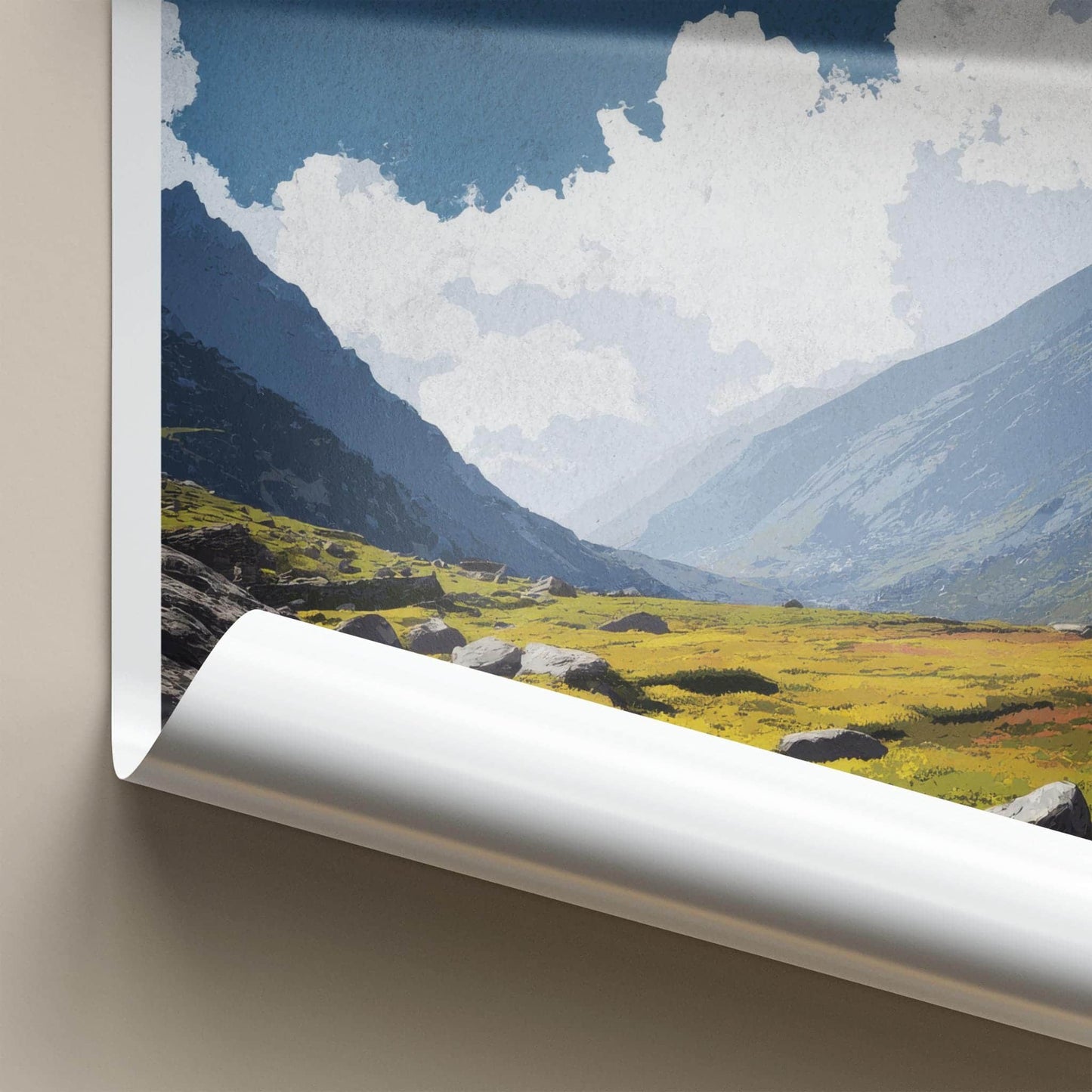 Langtang Poster - Nepal Travel Art - Rocky Valley Meadow Home Decor