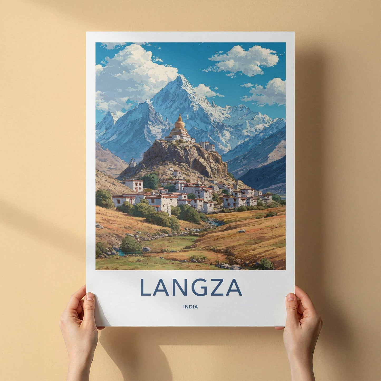 Langza Poster - India Fine Art - Himachal Pradesh Mountain Village Stupa Home Art