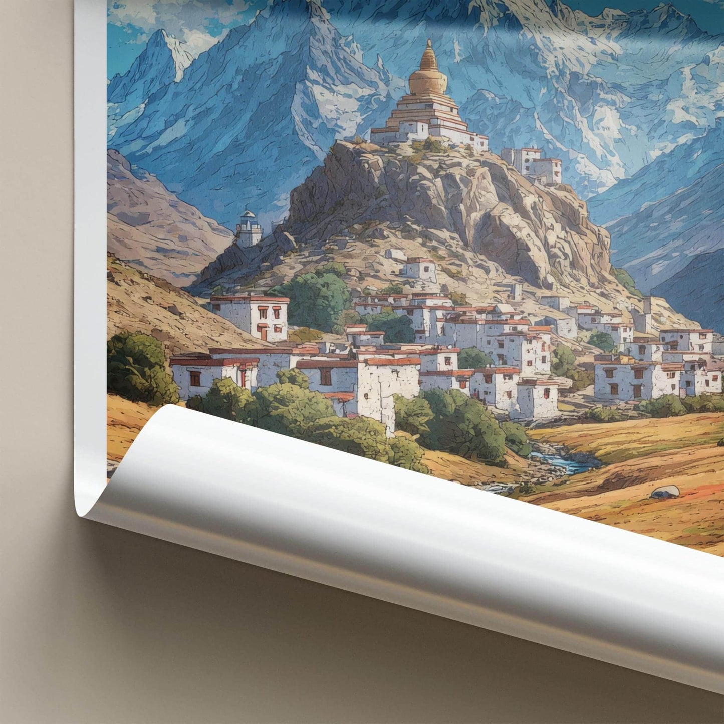 Langza Poster - India Fine Art - Himachal Pradesh Mountain Village Stupa Home Art