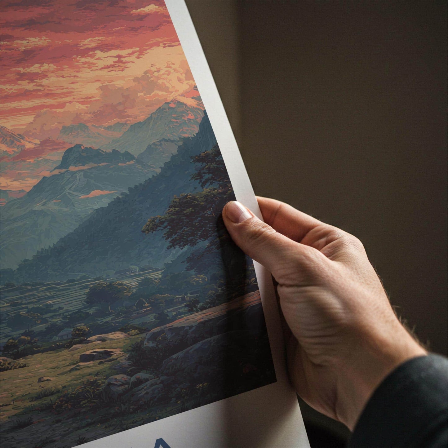 Langza Poster - India Travel Art - Himachal Pradesh Buddha Mountain Sunset Home Decor