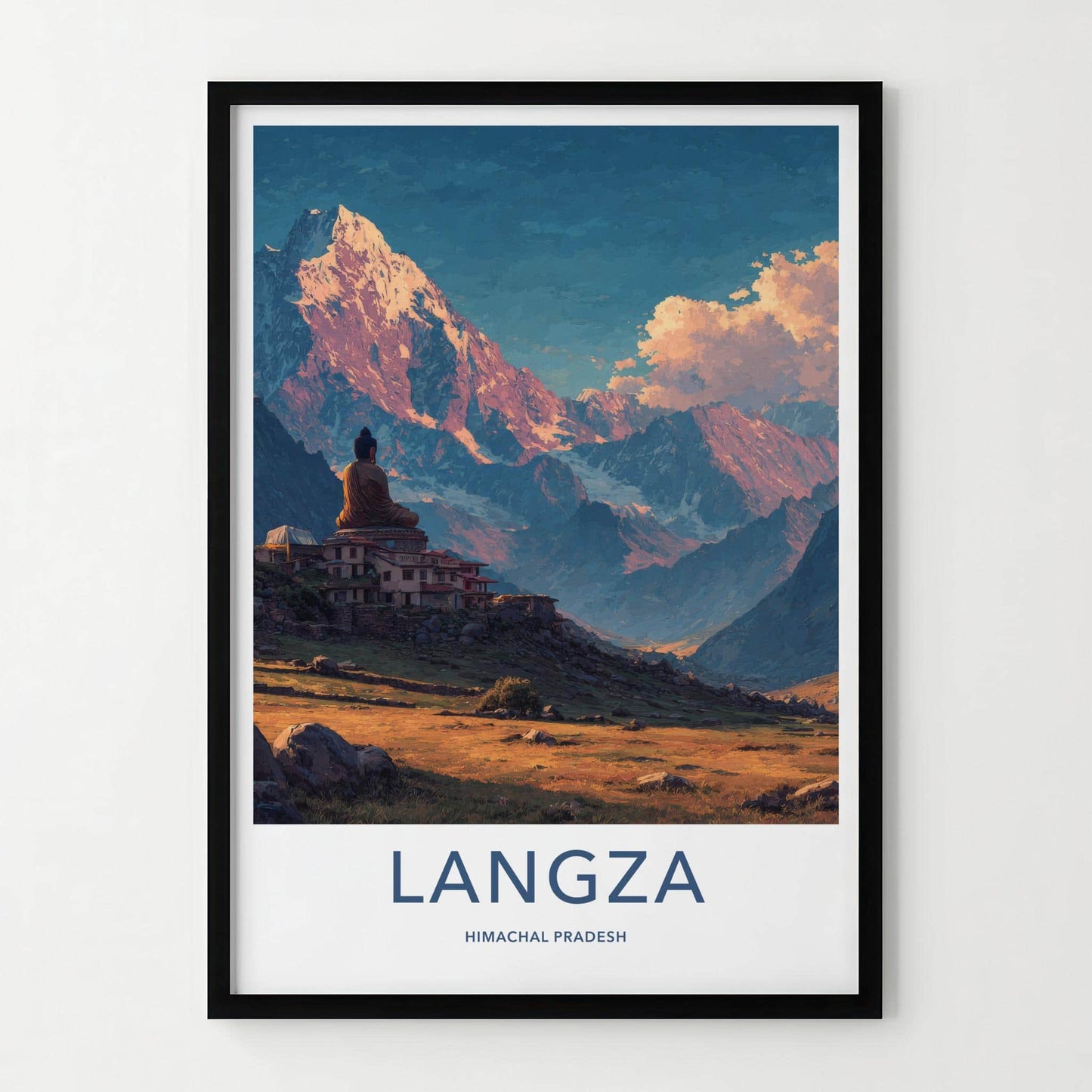 Langza Poster - India Wall Art - Himachal Pradesh Buddha Temple Peaks Gift