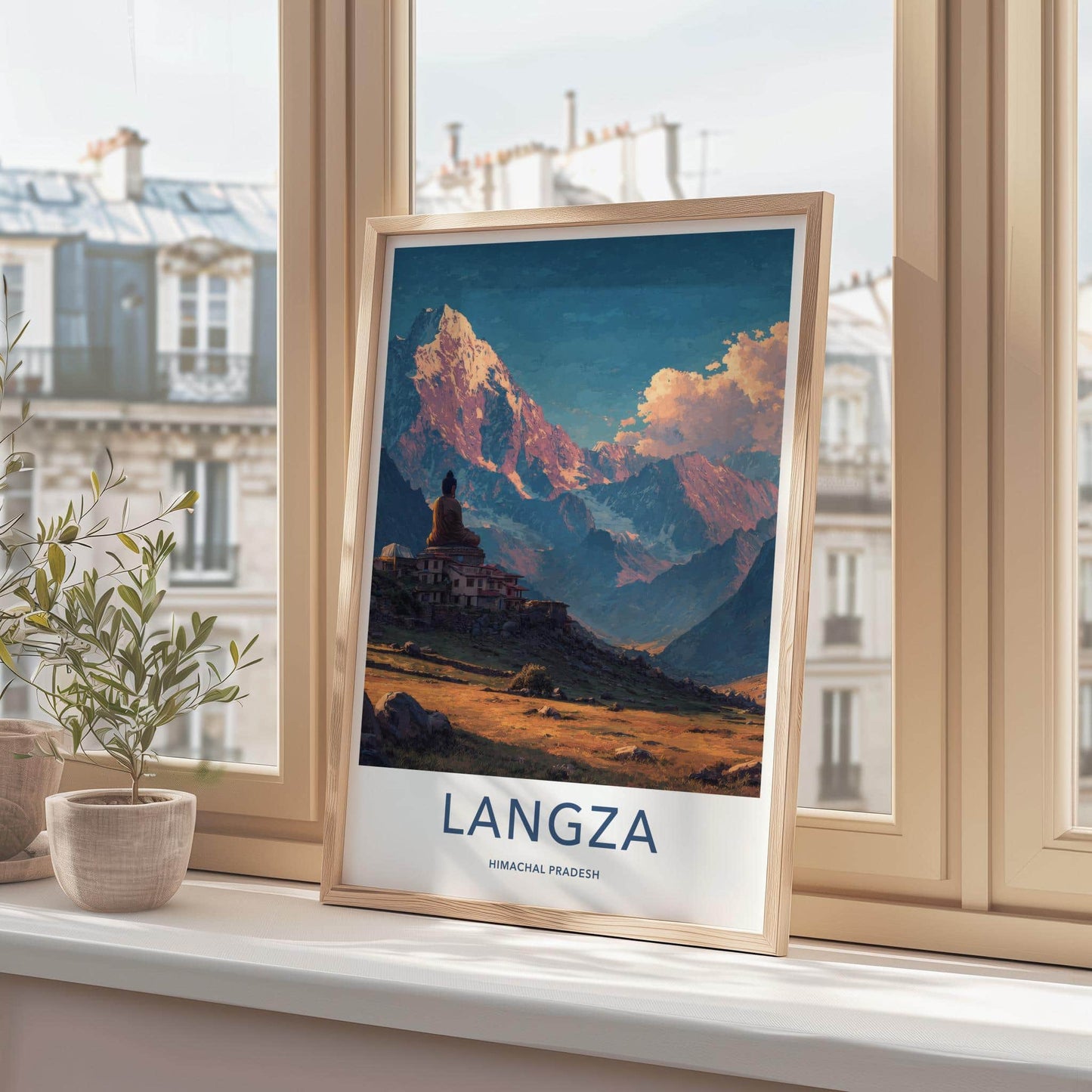 Langza Poster - India Wall Art - Himachal Pradesh Buddha Temple Peaks Gift