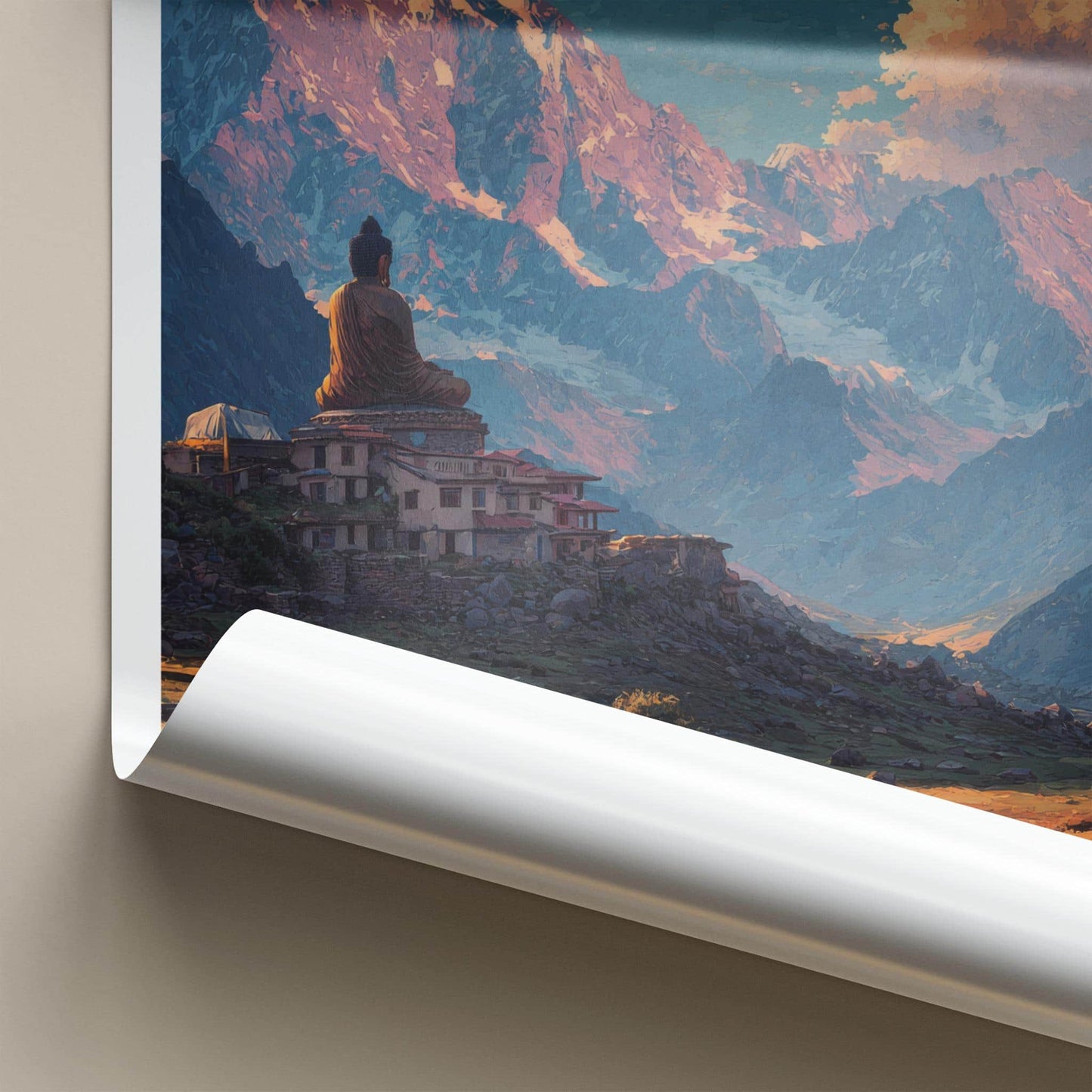 Langza Poster - India Wall Art - Himachal Pradesh Buddha Temple Peaks Gift
