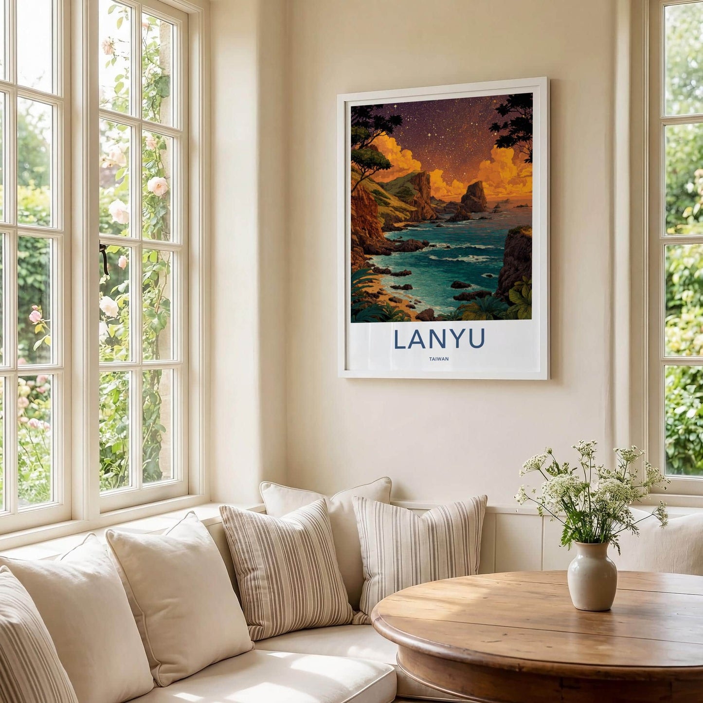Lanyu Poster - Taiwan Travel Art - Starlit Coastal Rocks Home Decor