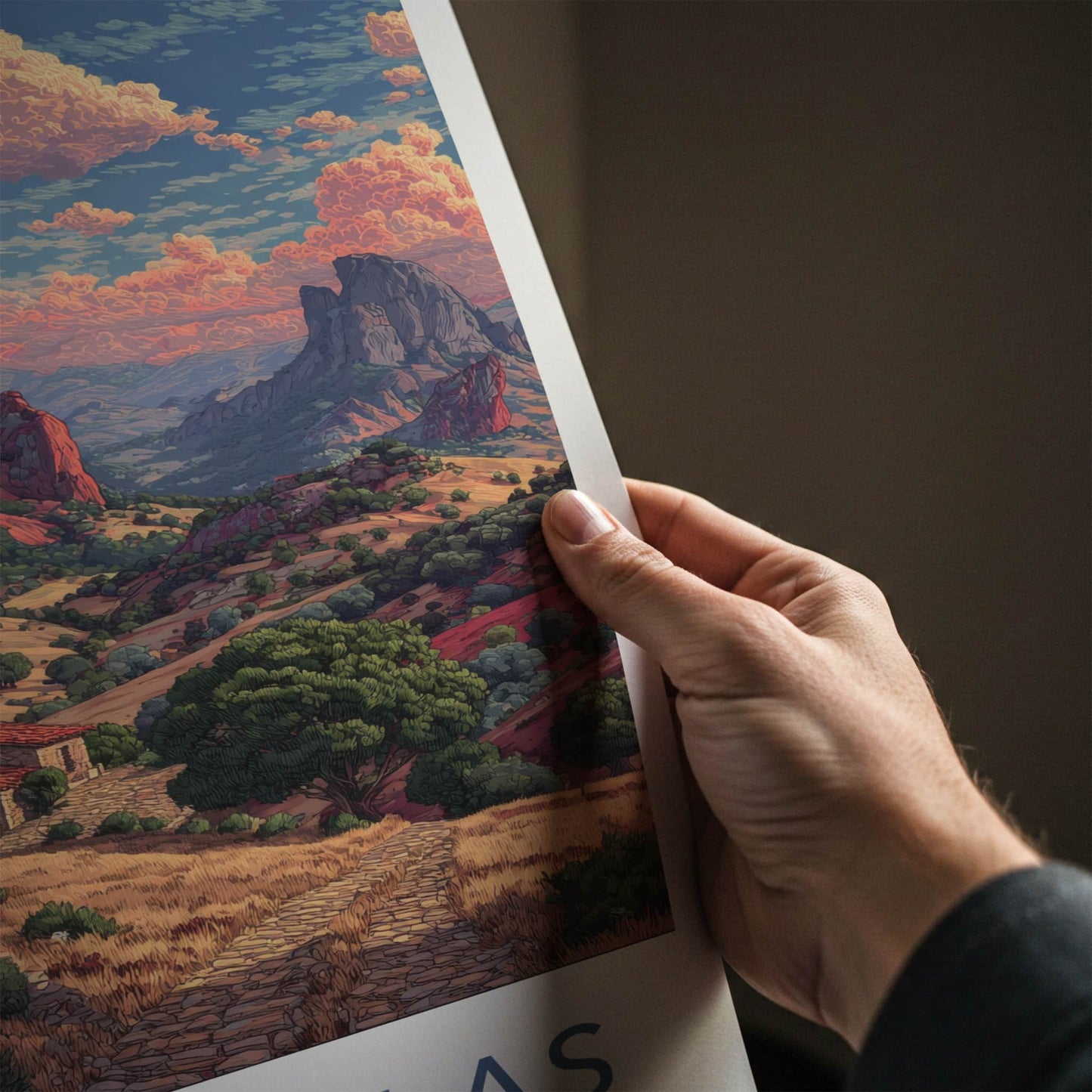 Las Medulas Poster - Spain Travel Print - Red Mountains Town Gallery Art