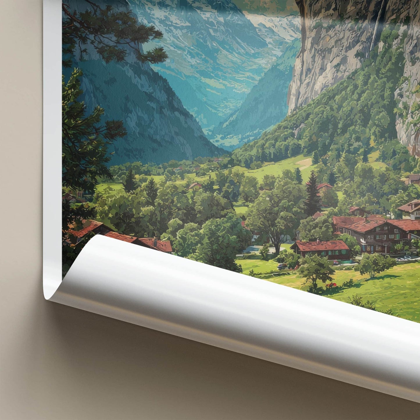 Lauterbrunnen Poster - Switzerland Framed Art - Valley Village Waterfall Gallery Art