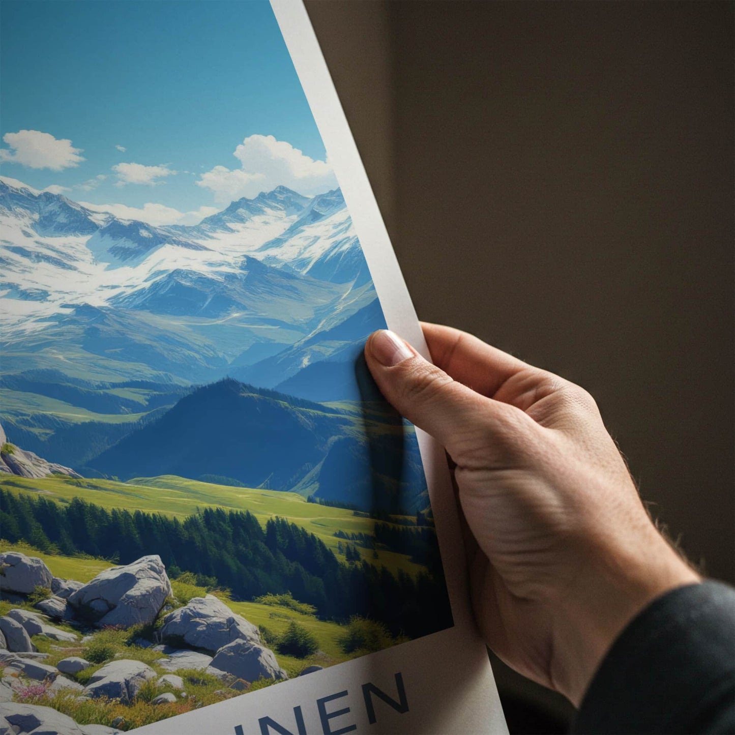 Lauterbrunnen Poster - Switzerland Travel Art - Scenic Mountain Railway Home Decor