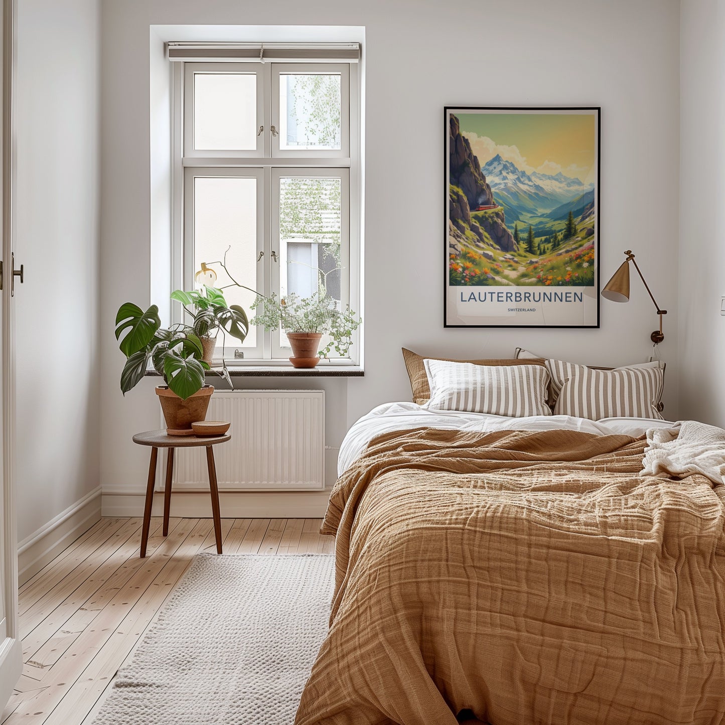 Lauterbrunnen Poster - Switzerland Wall Art - Red Train Valley Home Decor