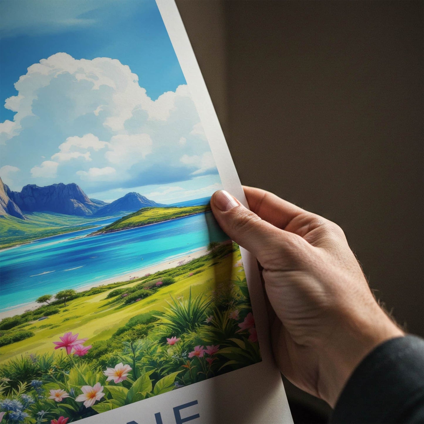 LE MORNE Poster - MAURITIUS Travel Art - Dramatic Peak Ocean Home Decor