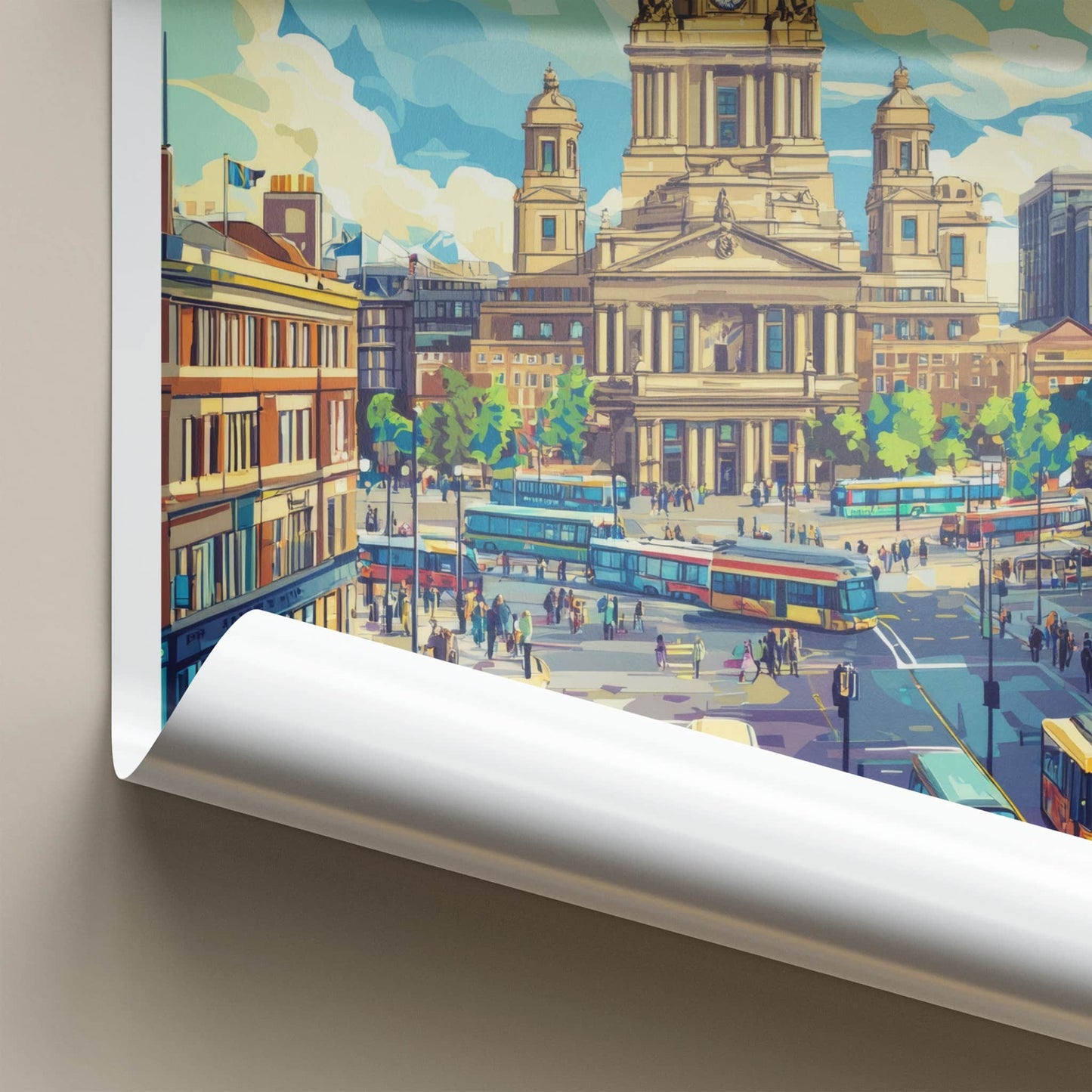 Leeds Poster - England Travel Art - Bustling City Street Home Decor