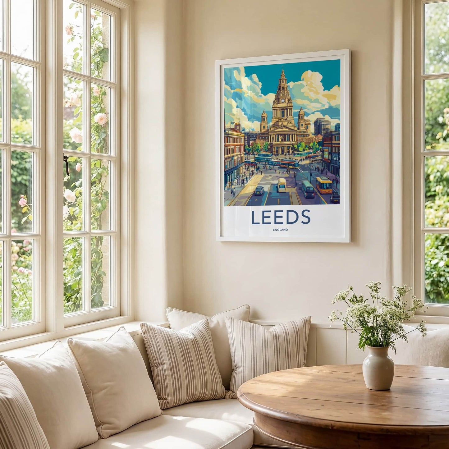 Leeds Poster - England Travel Art - Bustling City Street Home Decor