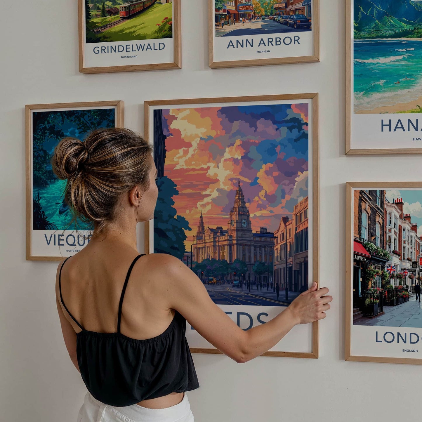Leeds Poster - England Travel Art - Clock Tower Cityscape Home Decor