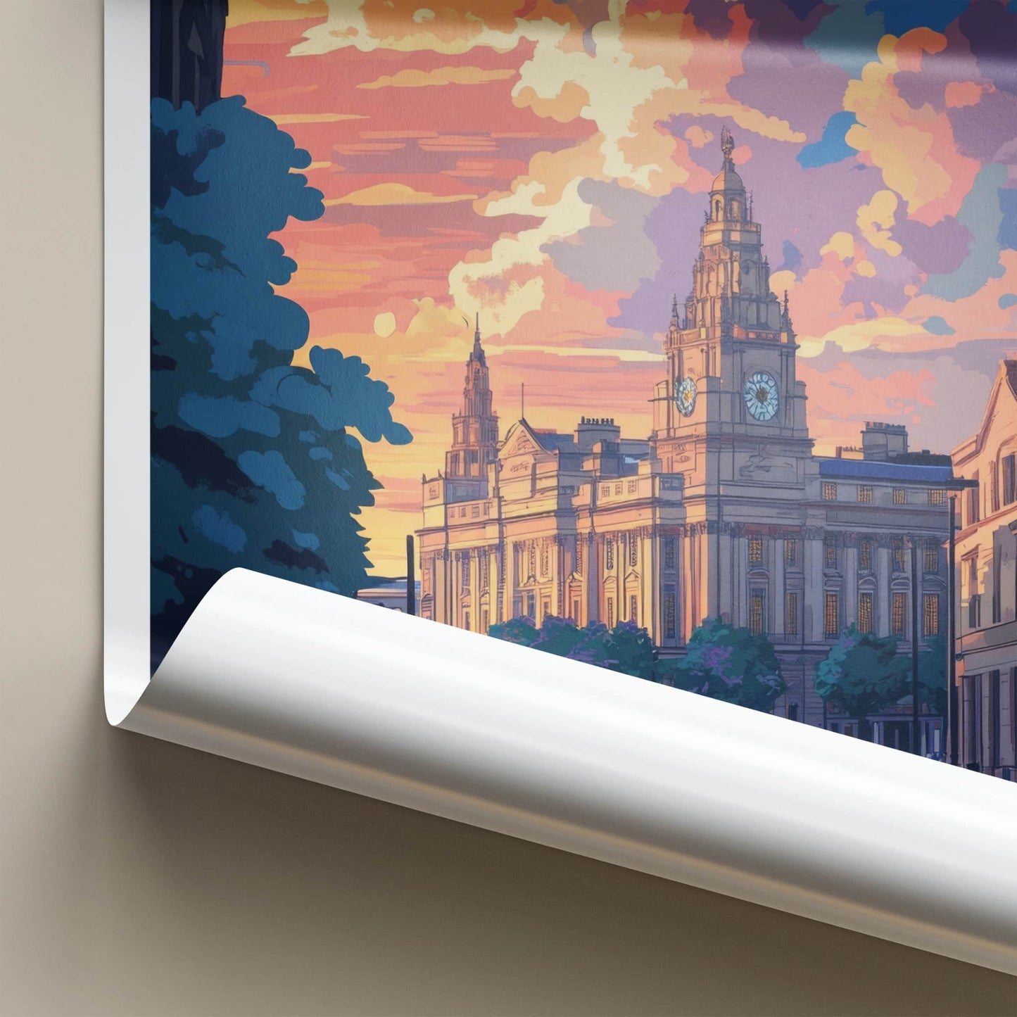 Leeds Poster - England Travel Art - Clock Tower Cityscape Home Decor