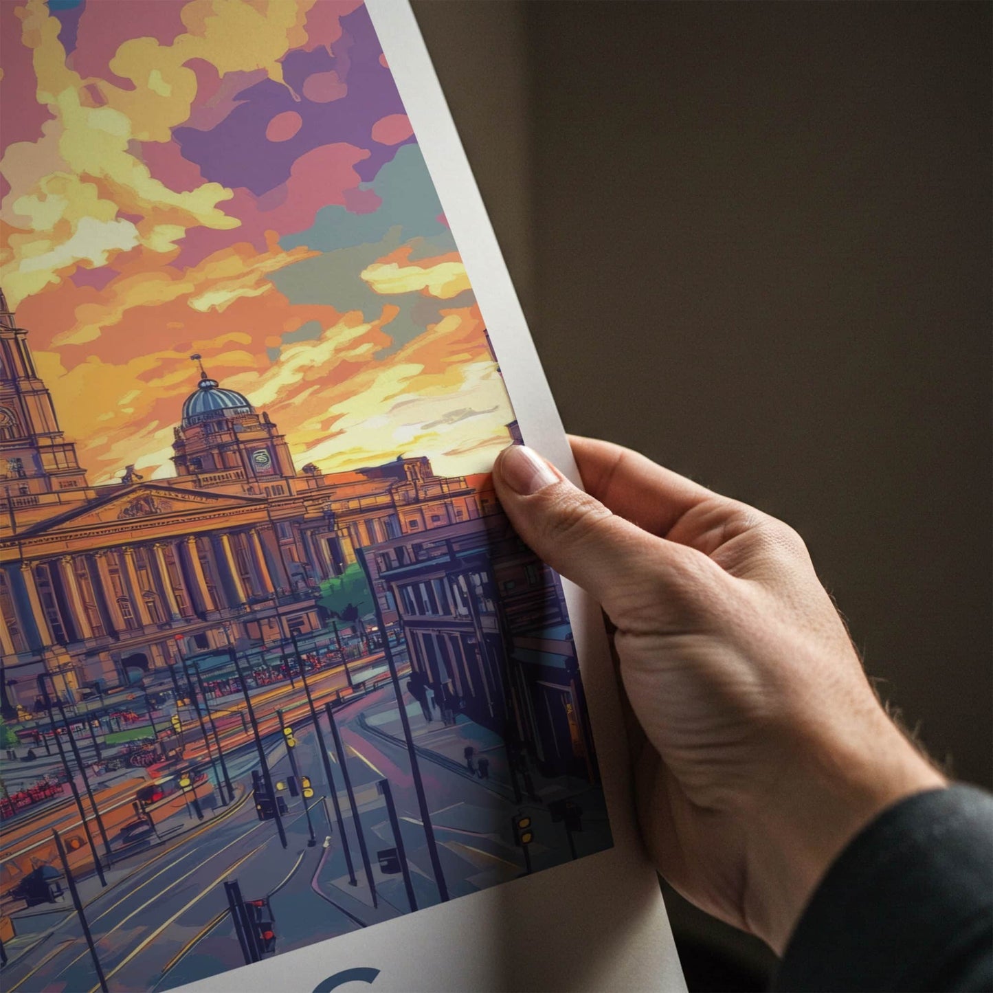 Leeds Poster - England Travel Print - Grand Building Sunset Wall Decor