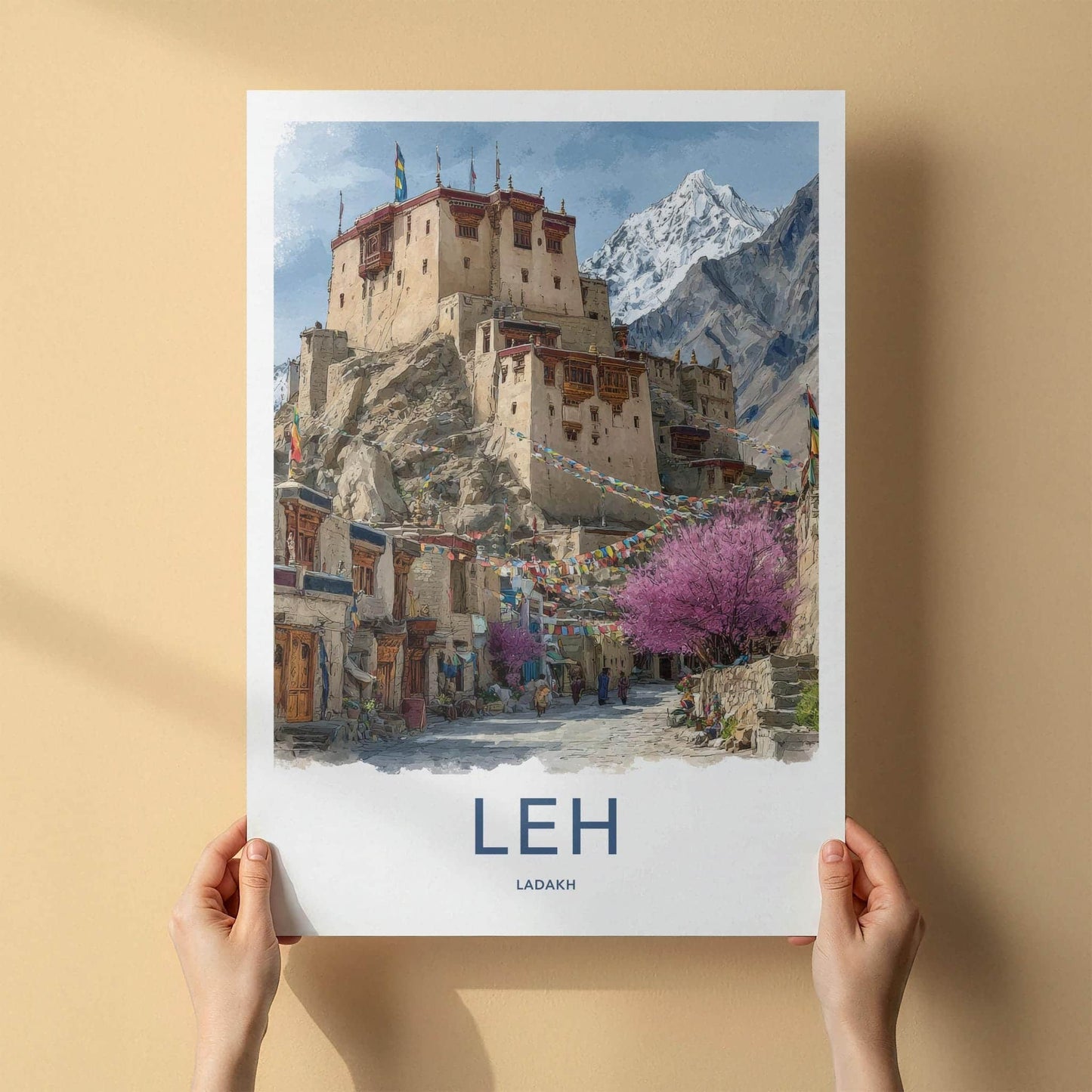 LEH Poster - India Framed Print - Ladakh Palace Village Framed Decor