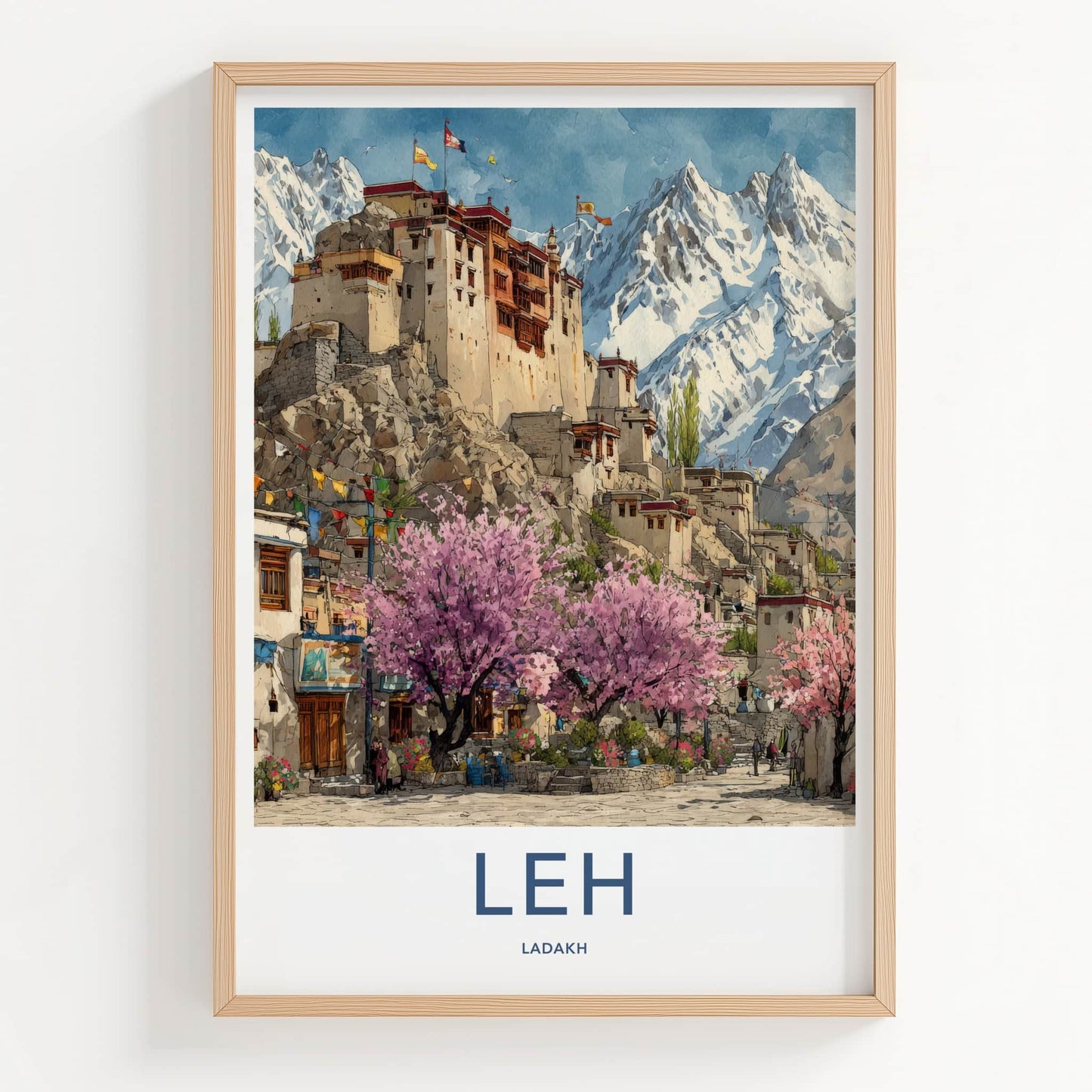 Leh Poster - India Travel Print - Palace Himalayan Mountains Home Decor