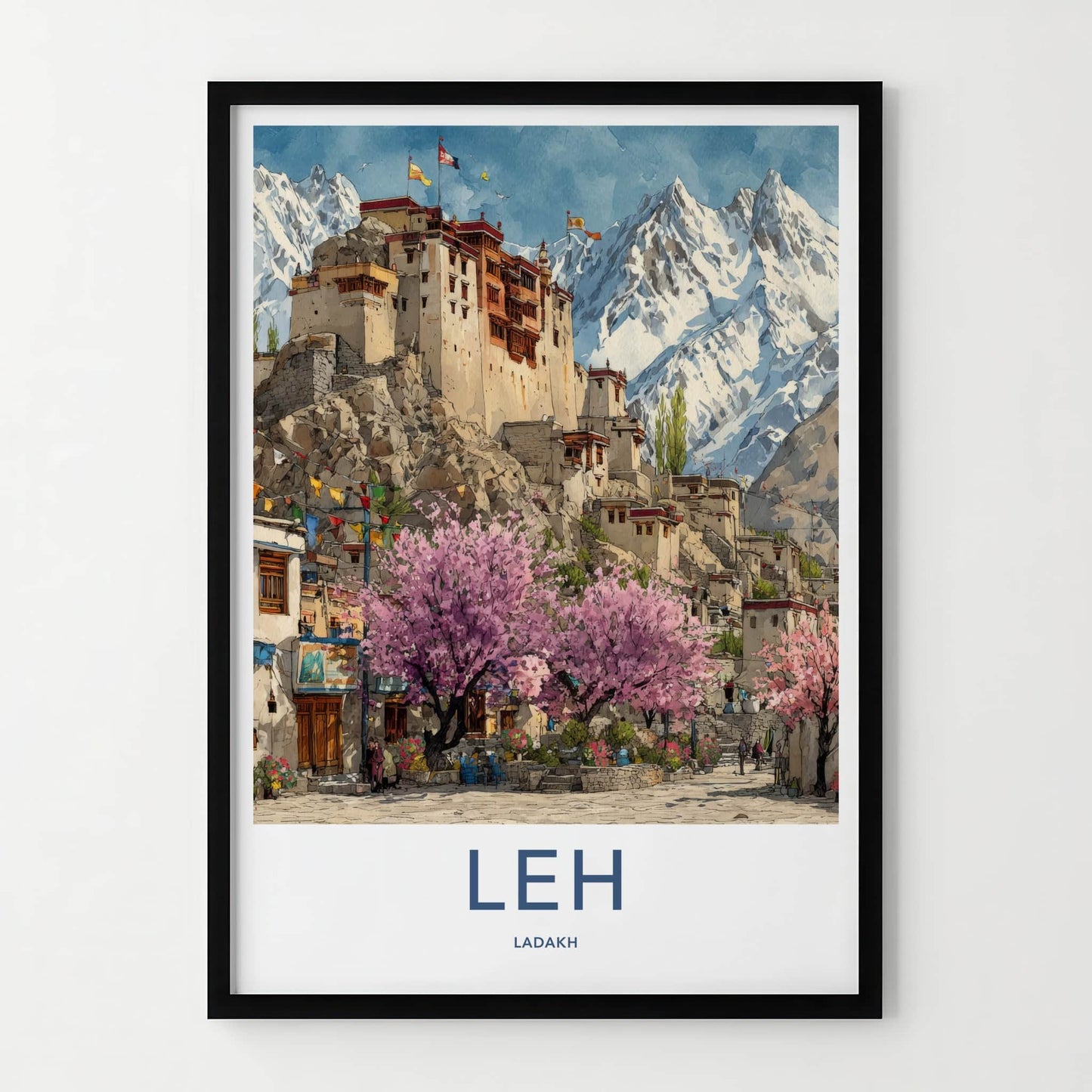 Leh Poster - India Travel Print - Palace Himalayan Mountains Home Decor