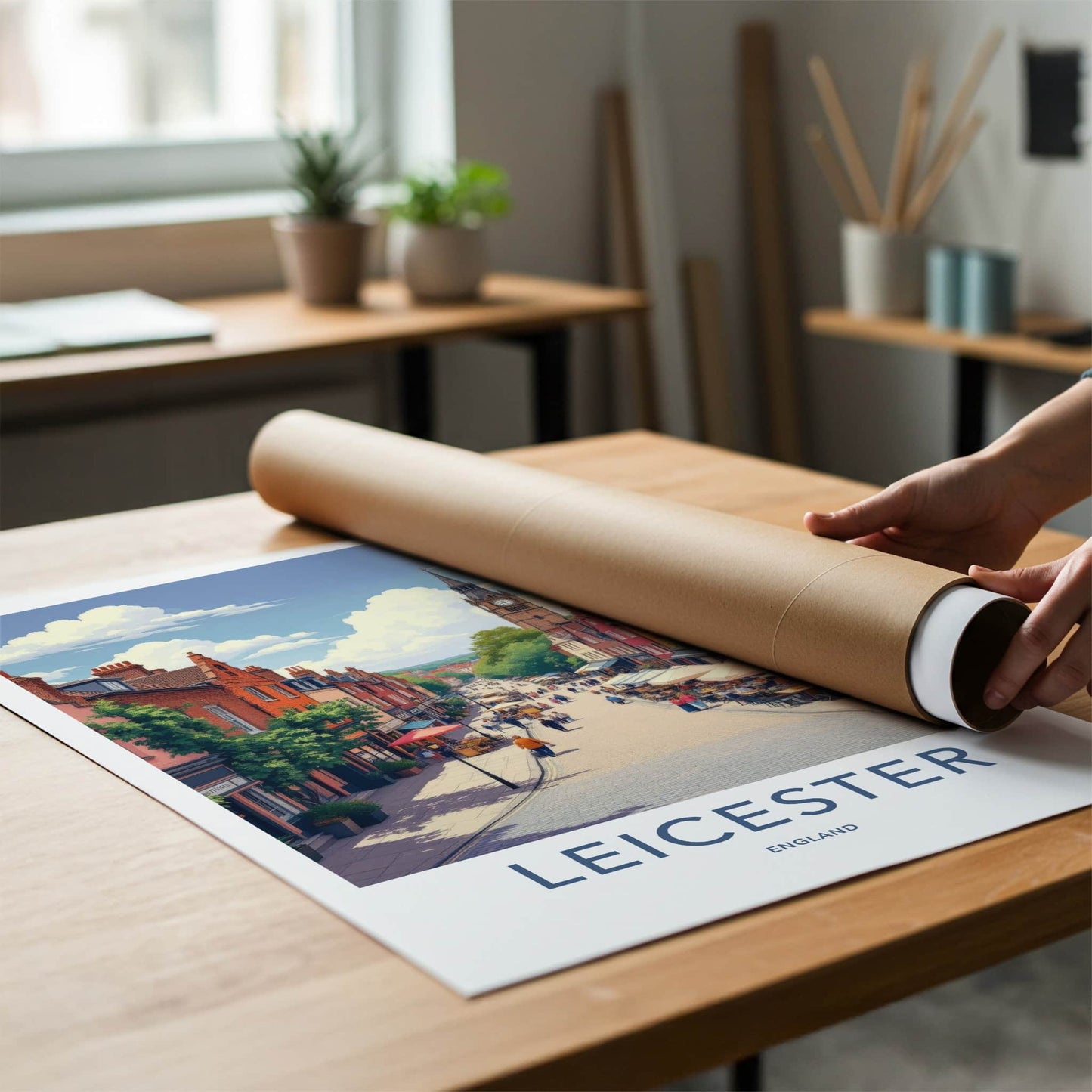 Leicester Poster - England Travel Art - Vibrant City Street Home Decor