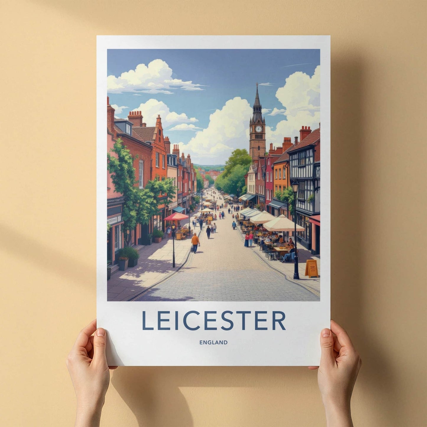 Leicester Poster - England Travel Art - Vibrant City Street Home Decor