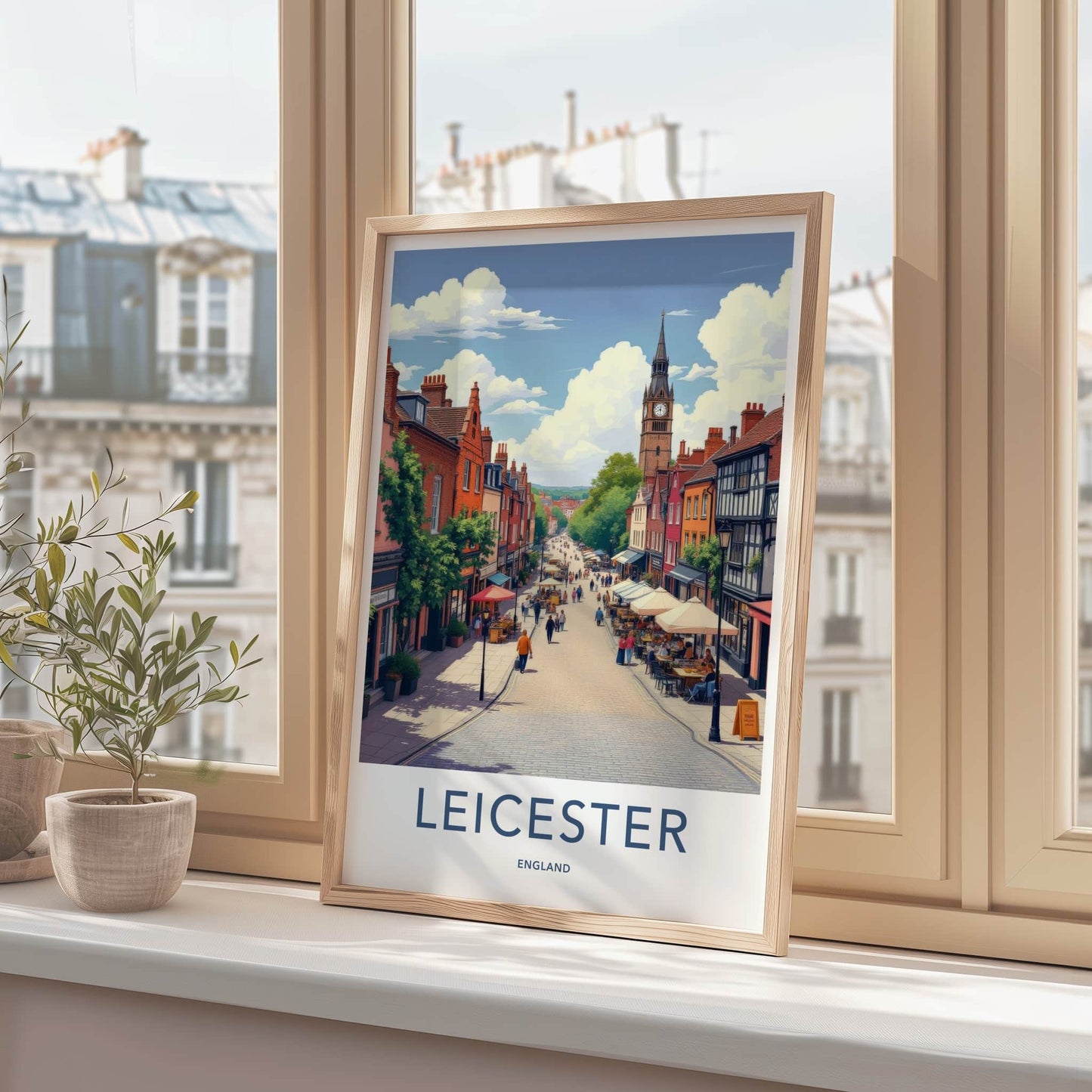 Leicester Poster - England Travel Art - Vibrant City Street Home Decor