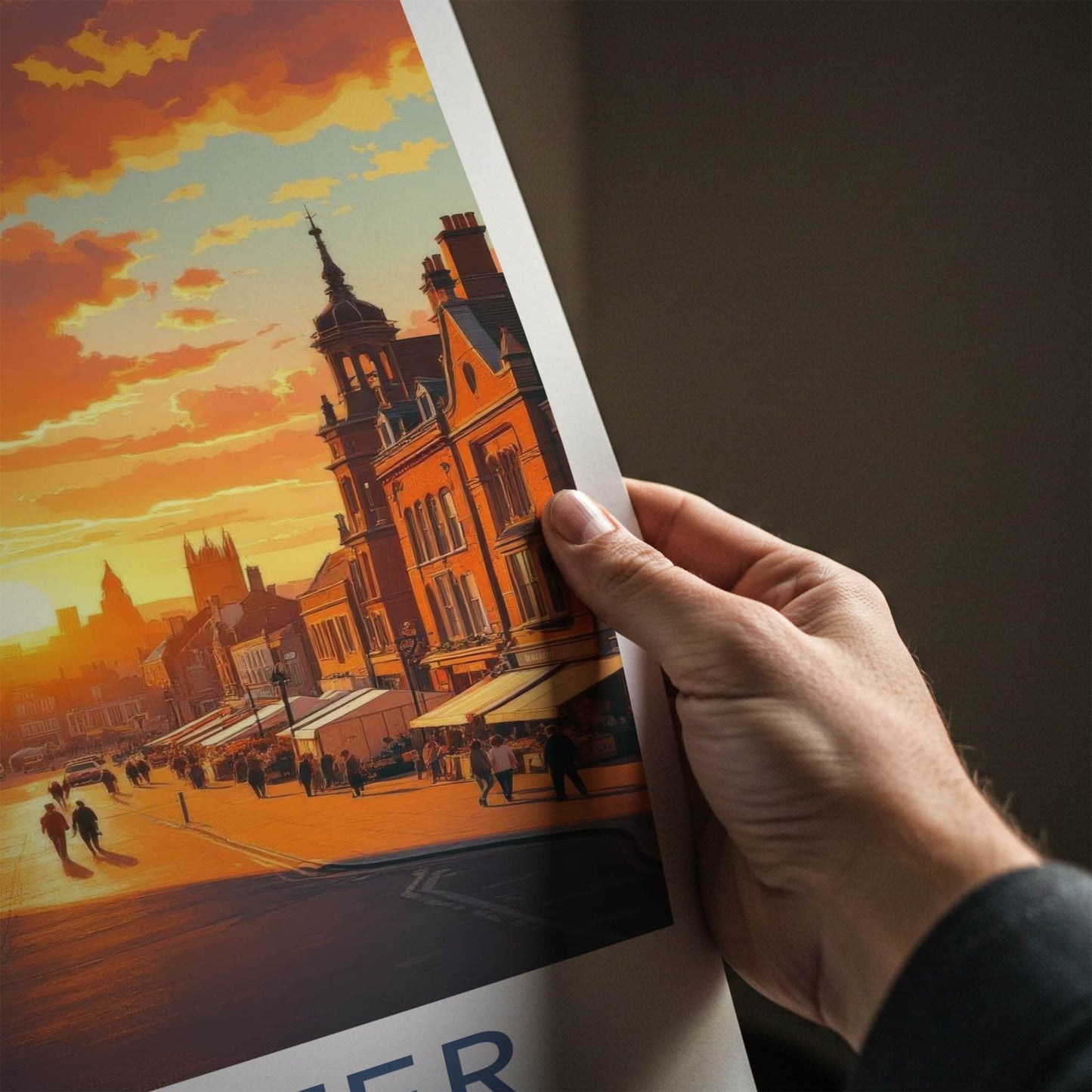 Leicester Poster - England Wall Art - Vibrant City Sunset Home Decor