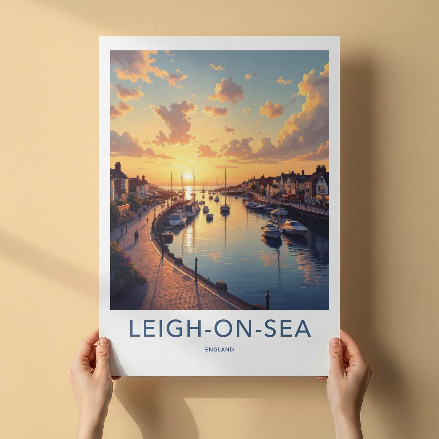 Leigh-On-Sea Poster - England Wall Art - Harbor Sunset Boats Home Decor