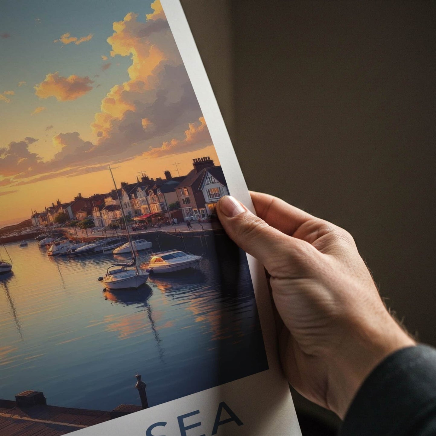 Leigh-On-Sea Poster - England Wall Art - Harbor Sunset Boats Home Decor