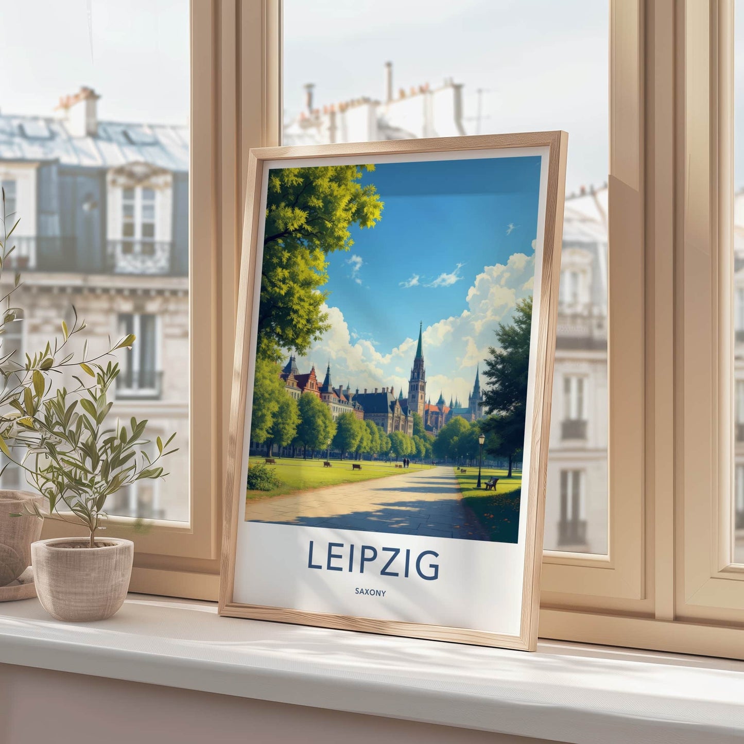 Leipzig Poster - Germany Art Print - Historic Building Spires Wall Decor