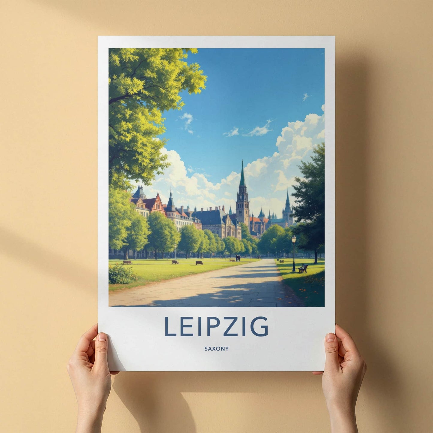 Leipzig Poster - Germany Art Print - Historic Building Spires Wall Decor