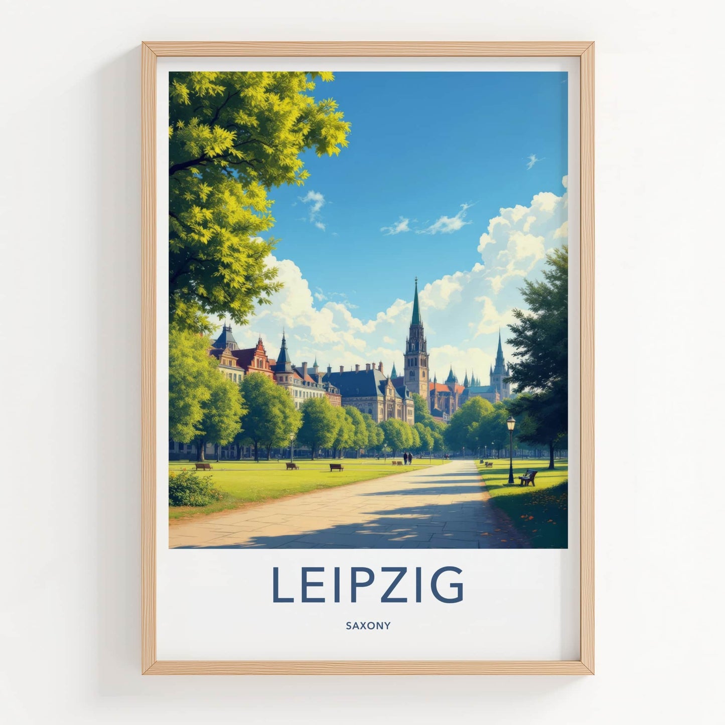 Leipzig Poster - Germany Art Print - Historic Building Spires Wall Decor