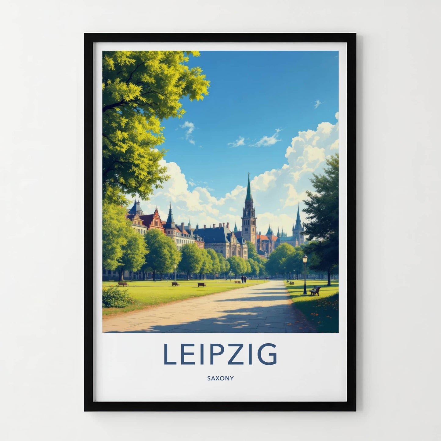 Leipzig Poster - Germany Art Print - Historic Building Spires Wall Decor