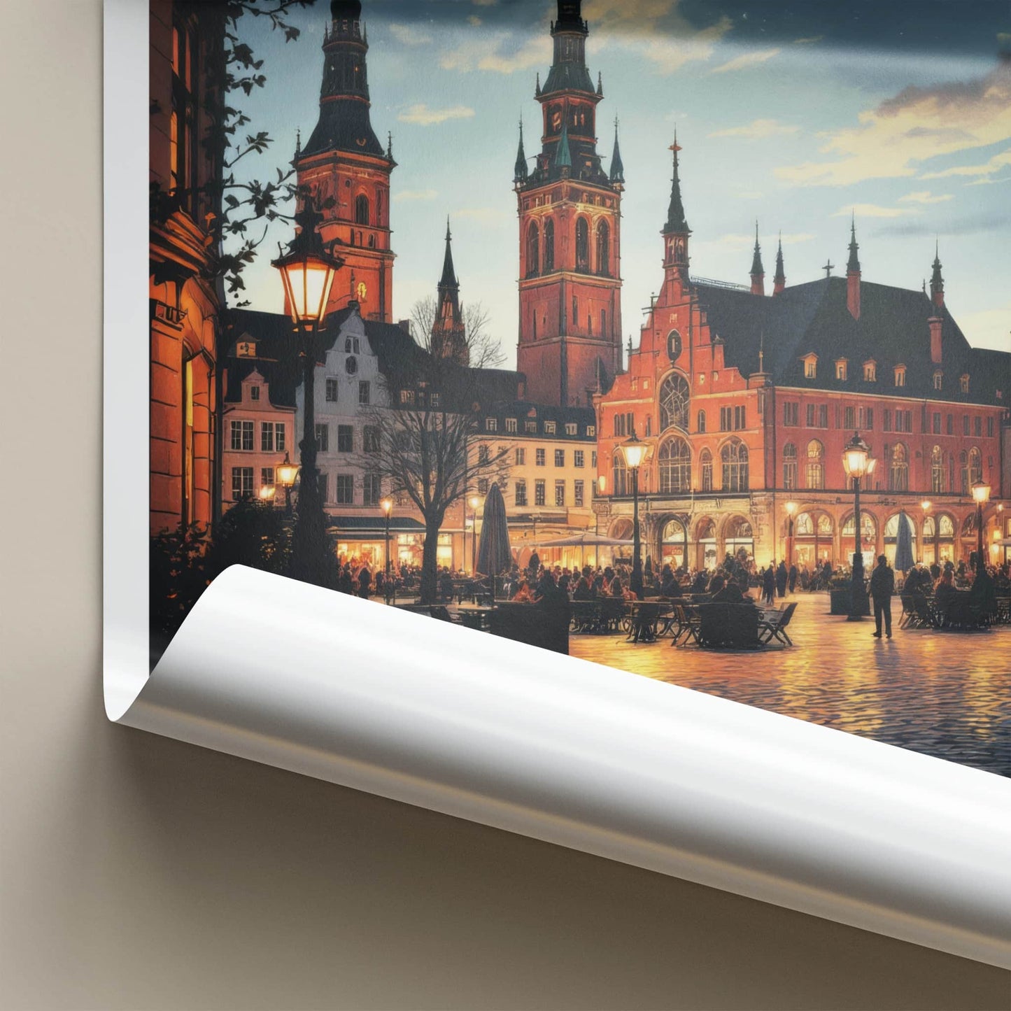 Leipzig Poster - Germany Art Print - Illuminated City Square Home Decor
