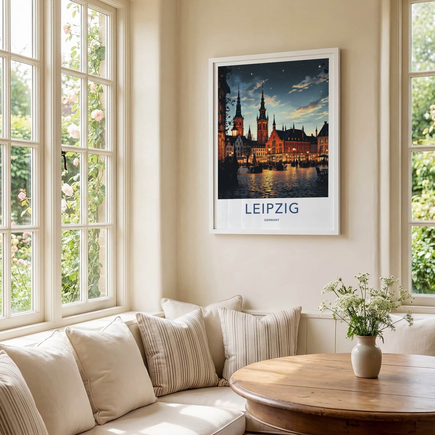Leipzig Poster - Germany Art Print - Illuminated City Square Home Decor