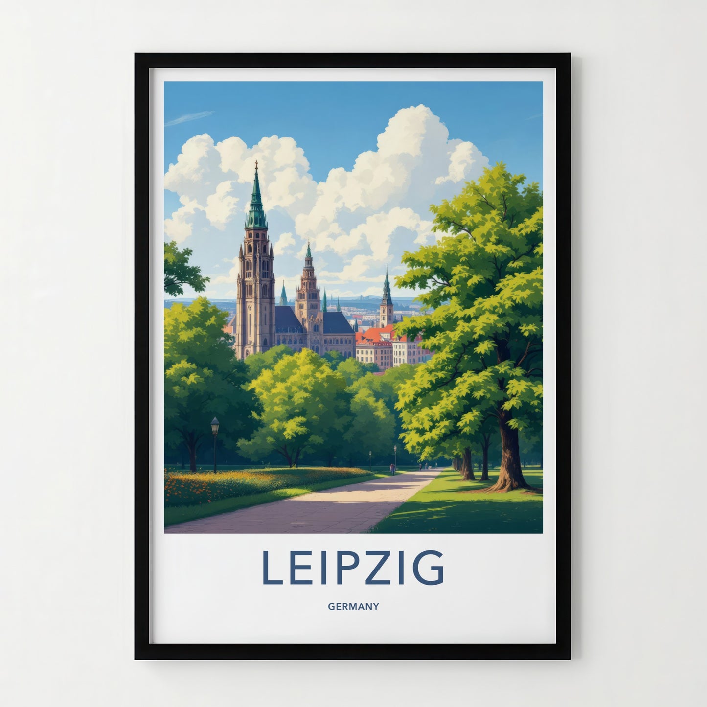 Leipzig Poster - Germany Art Print - Towering Spire Park Home Decor