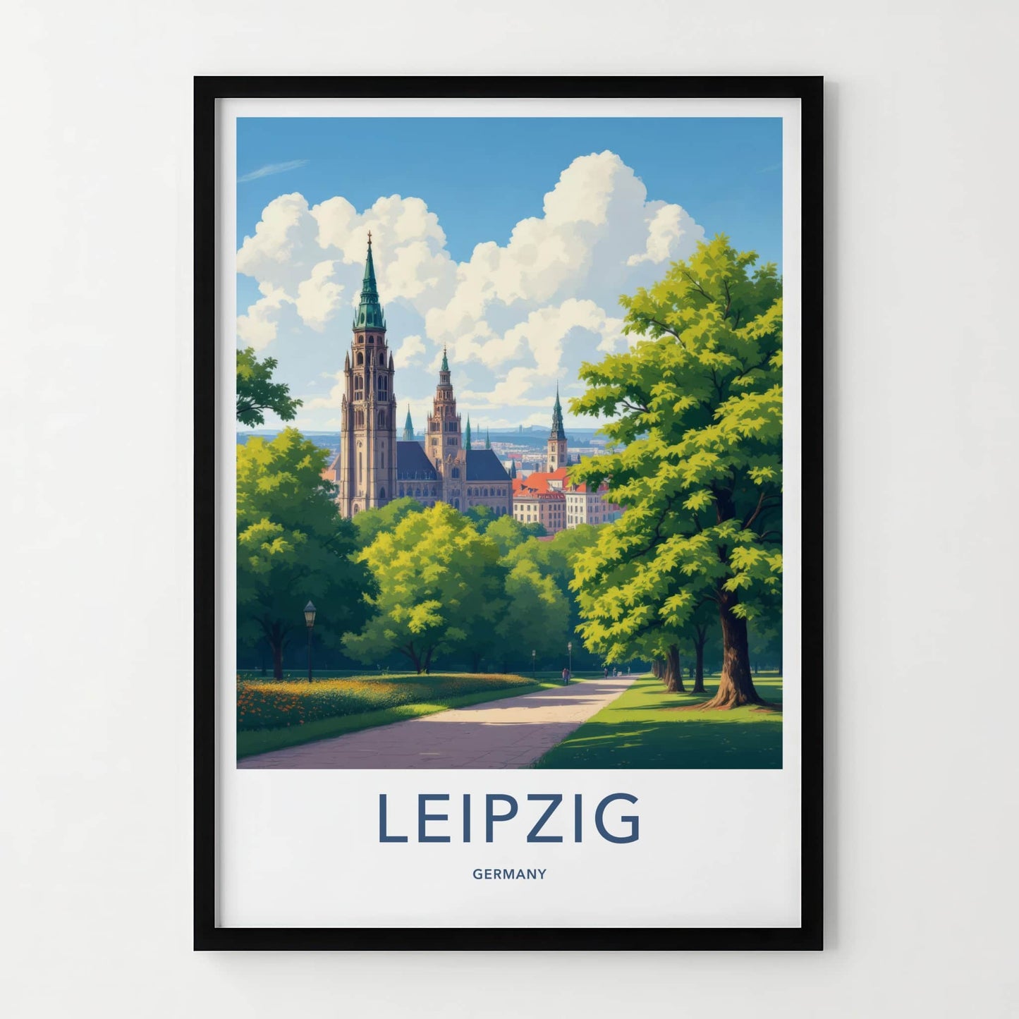 Leipzig Poster - Germany Art Print - Towering Spire Park Home Decor